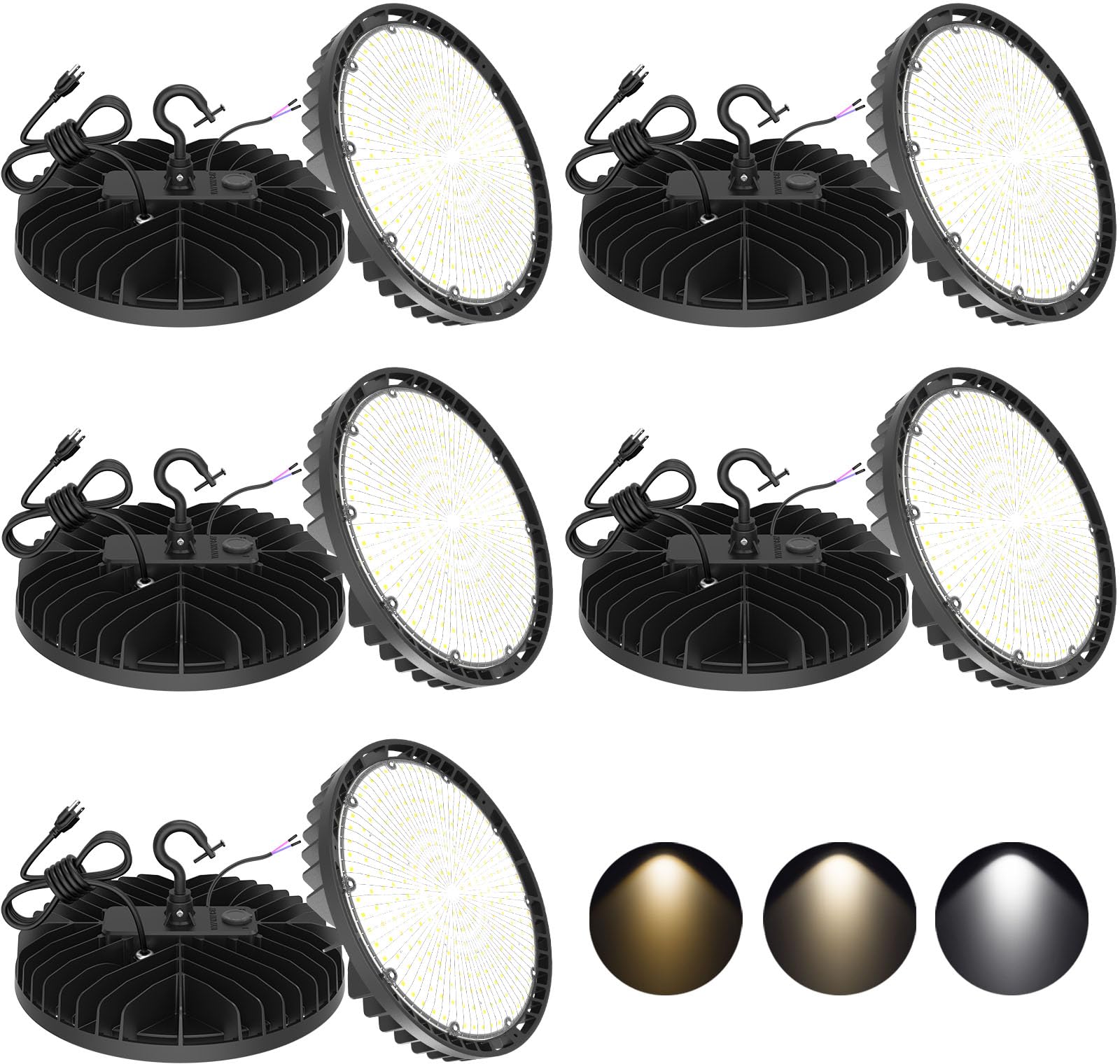 OPENLUX 10 Pack UFO LED High Bay Light 240W/190W/140W Adjustable Low Bay LED Shop Lights 4500K/5000K/5700K Adjustable  ETL DLC Listed Dimmable Warehouse Lighting Fixture AC100-277V