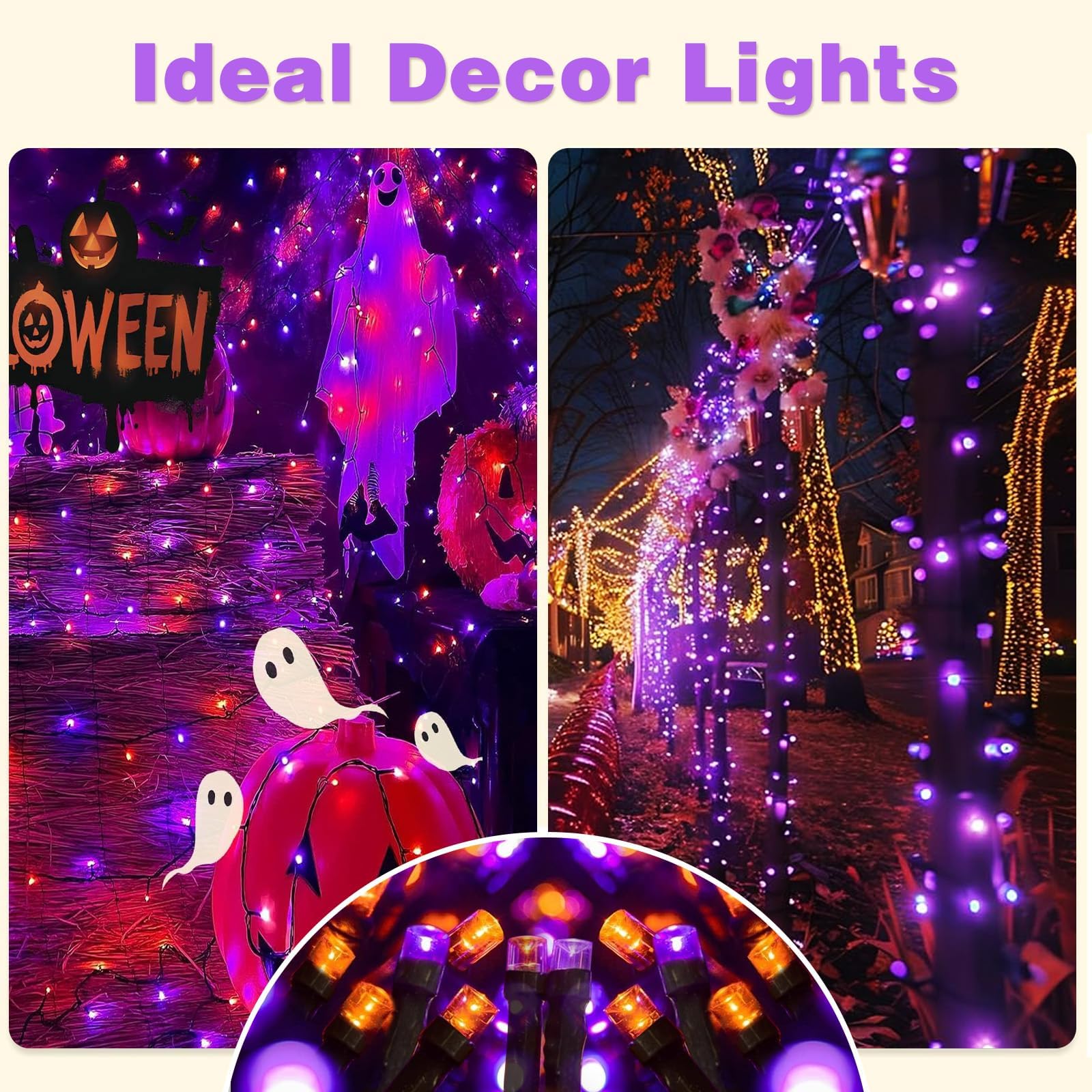 Syouhome 6-Pack Solar String Lights, 600 Led Extra-Long 236Ft Solar Halloween Lights Outdoor Waterproof, 8 Modes Led Halloween L