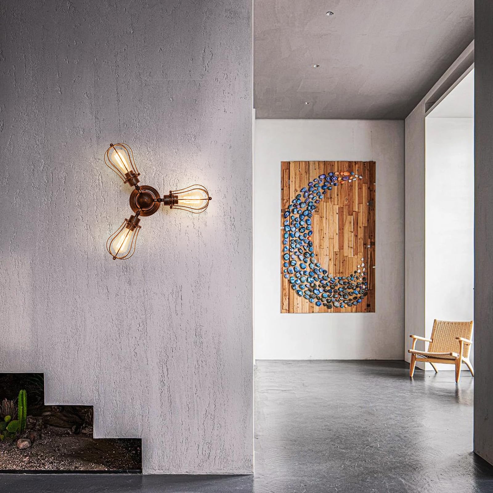 moonkist Vintage Ceiling Light Industrial Metal Fixture 3 Lights Rotatable Semi-Flush Mount Bronze Model MCLTG5019