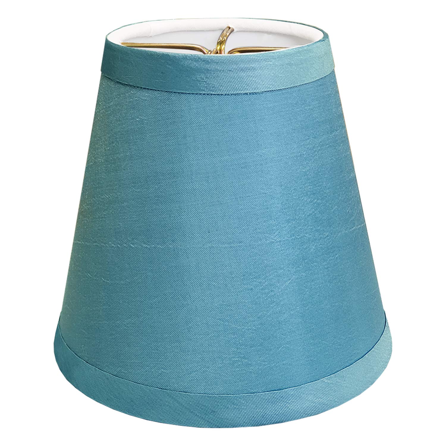 Royal Designs Clip On Empire Chandelier Lamp Shade, 3in x 5in x 4.5in, Silk, Blue, Set of 6, Model CS-1006-5BLU