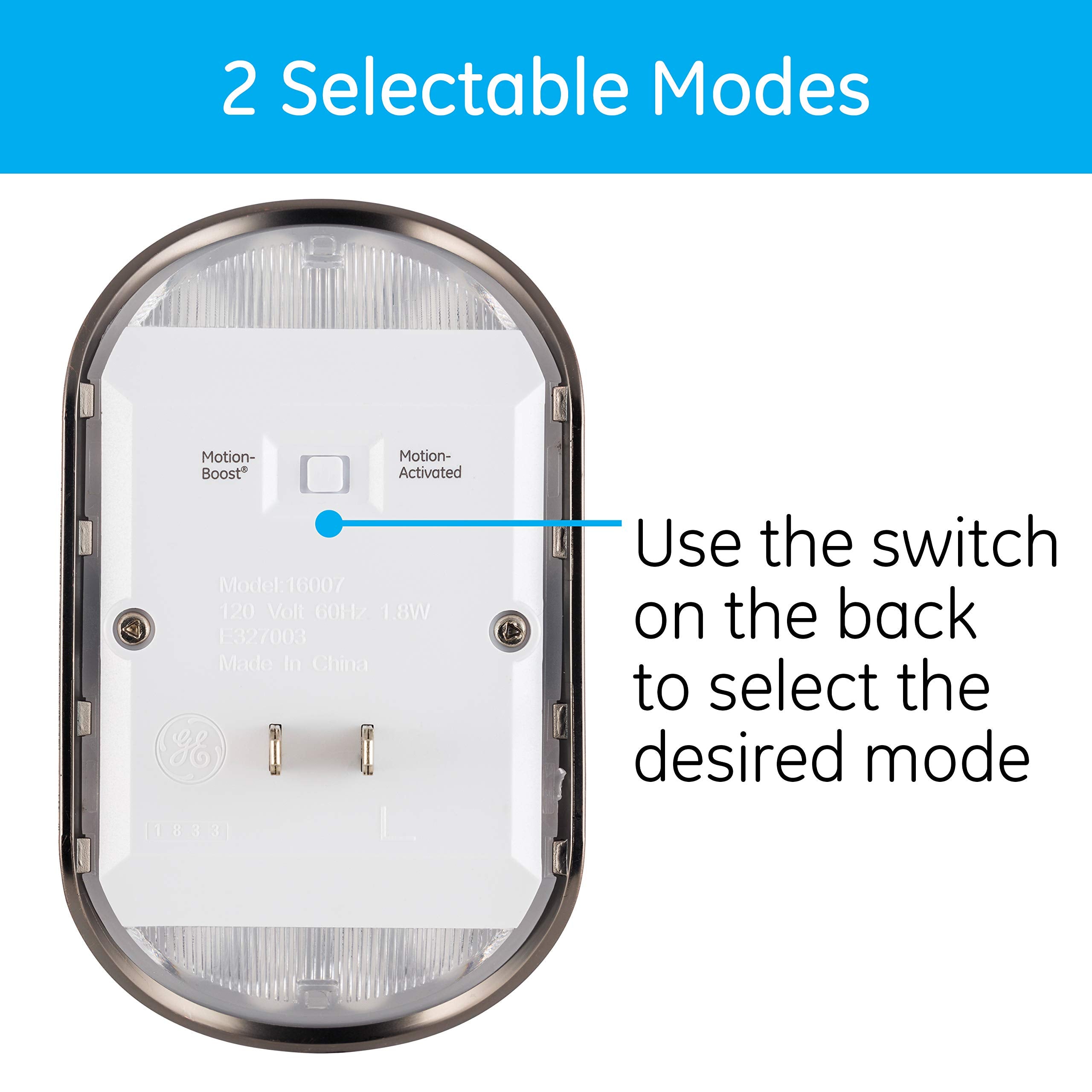 GE LED Motion Sensor Night Light, Motion-Select 25ft Detection, Plug-in, 40 Lumens, Dusk-to-Dawn, Ideal Nightlight for Bedroom,