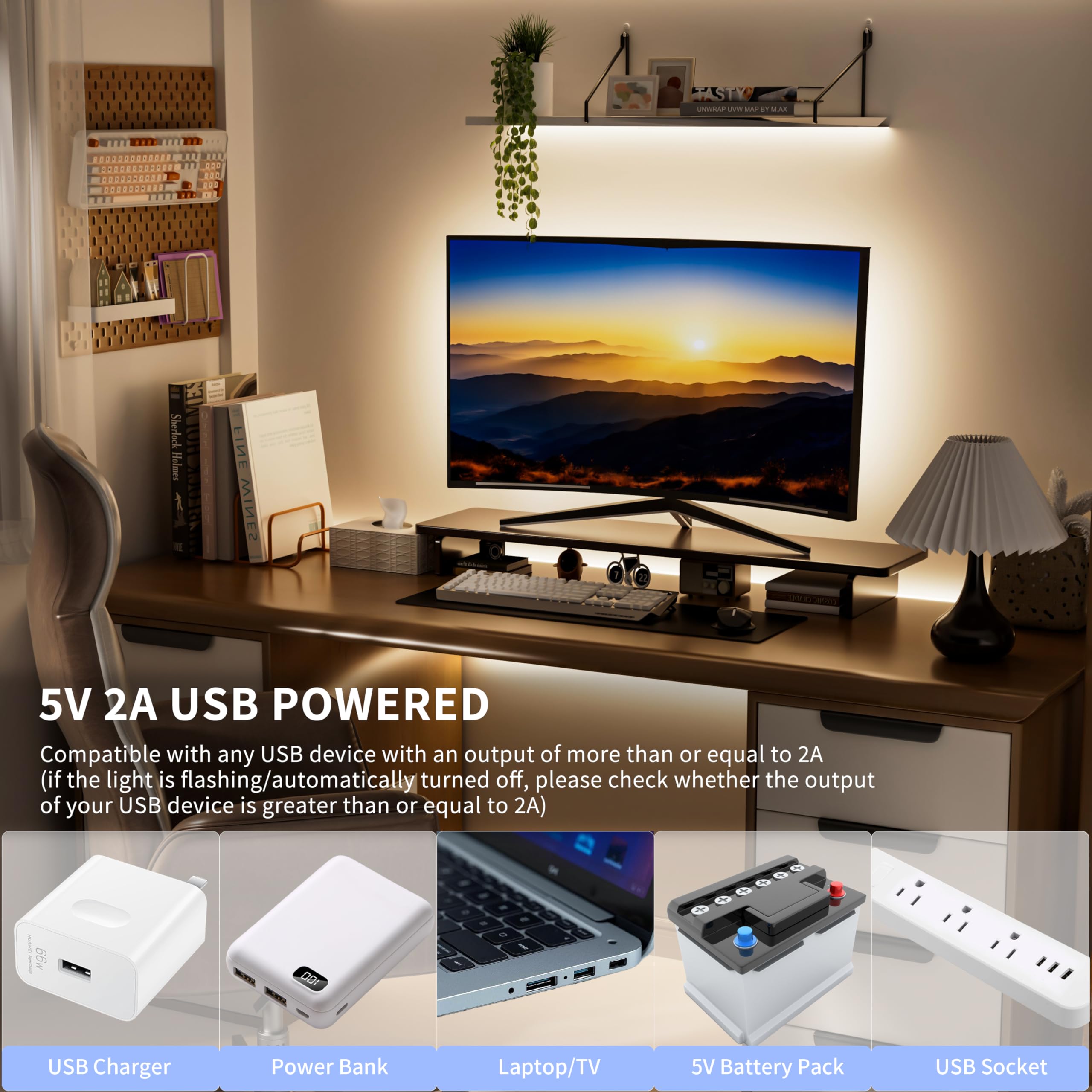 Pautix Cob Led Strip With Motion Sensor,5V Usb Led Tape Light 4000K Natural White 9.84Ft/3M,Cri90+ Super Bright 960Leds,Dimmable