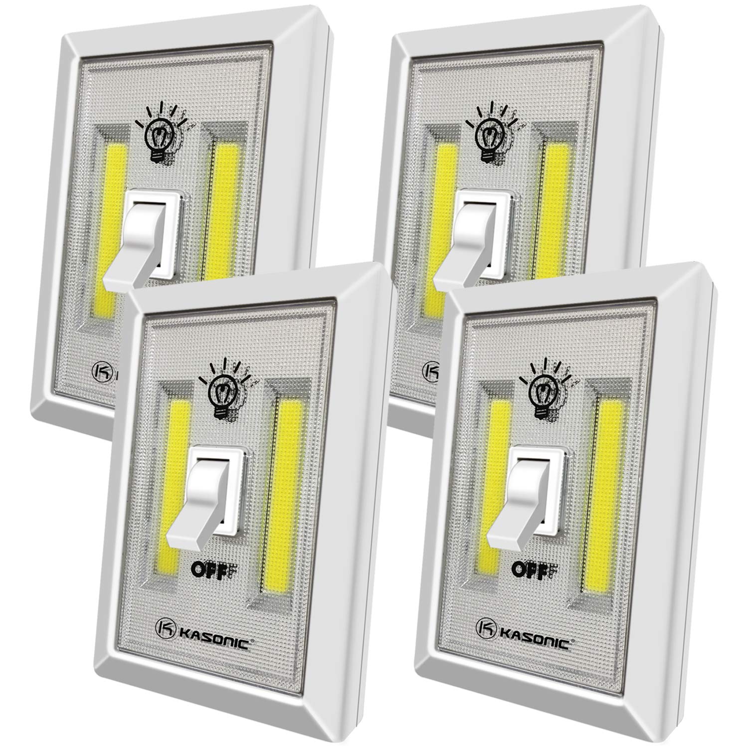 K KASONIC LED Night Light, 200 Lumen COB, Battery Operated, 4 Pack, Plastic