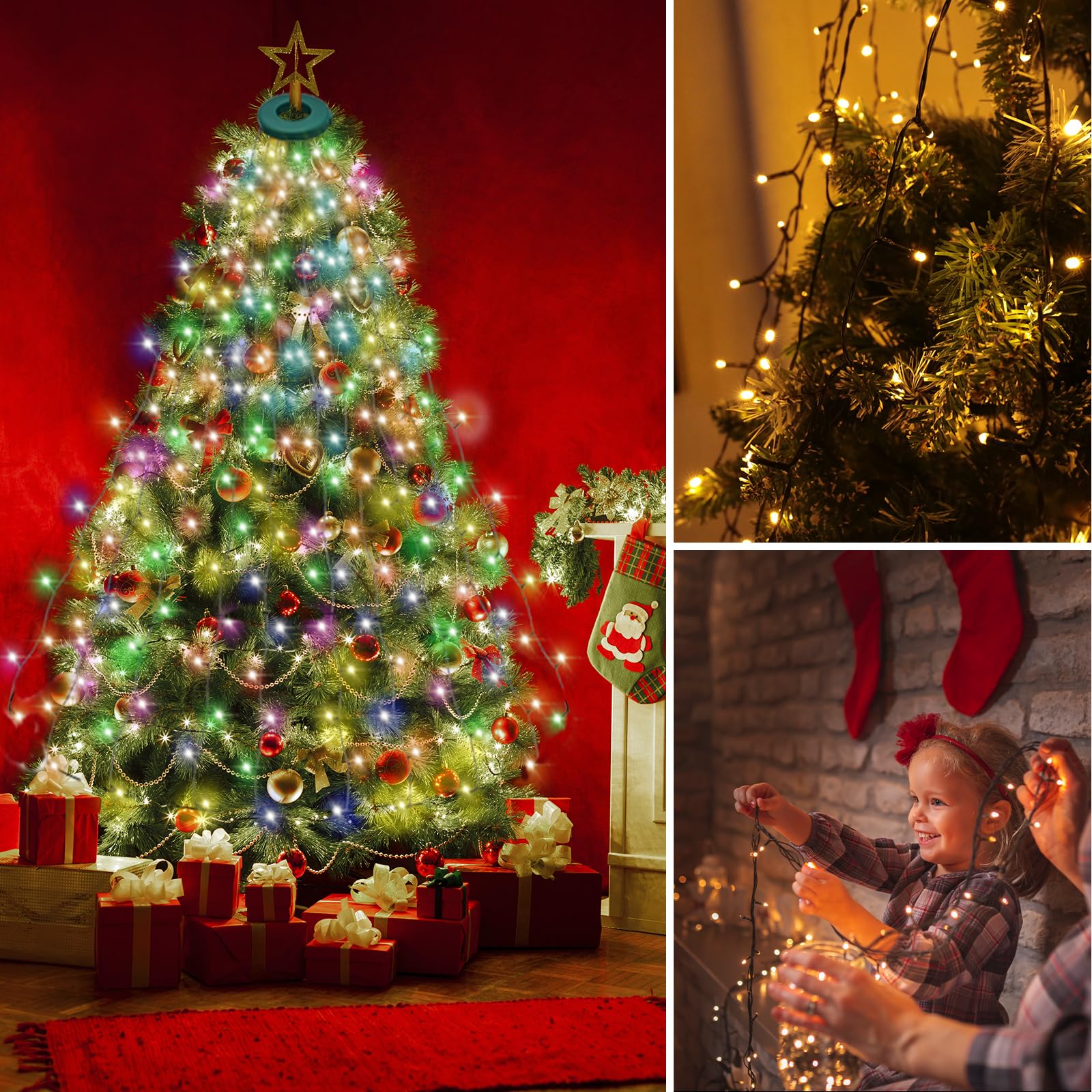 VIL Christmas Tree Lights, 9.9Ft 544 LED Multicolor Fairy Lights, Dimmable Cascading Twinkle Lights, Model SW-LSL-03-480