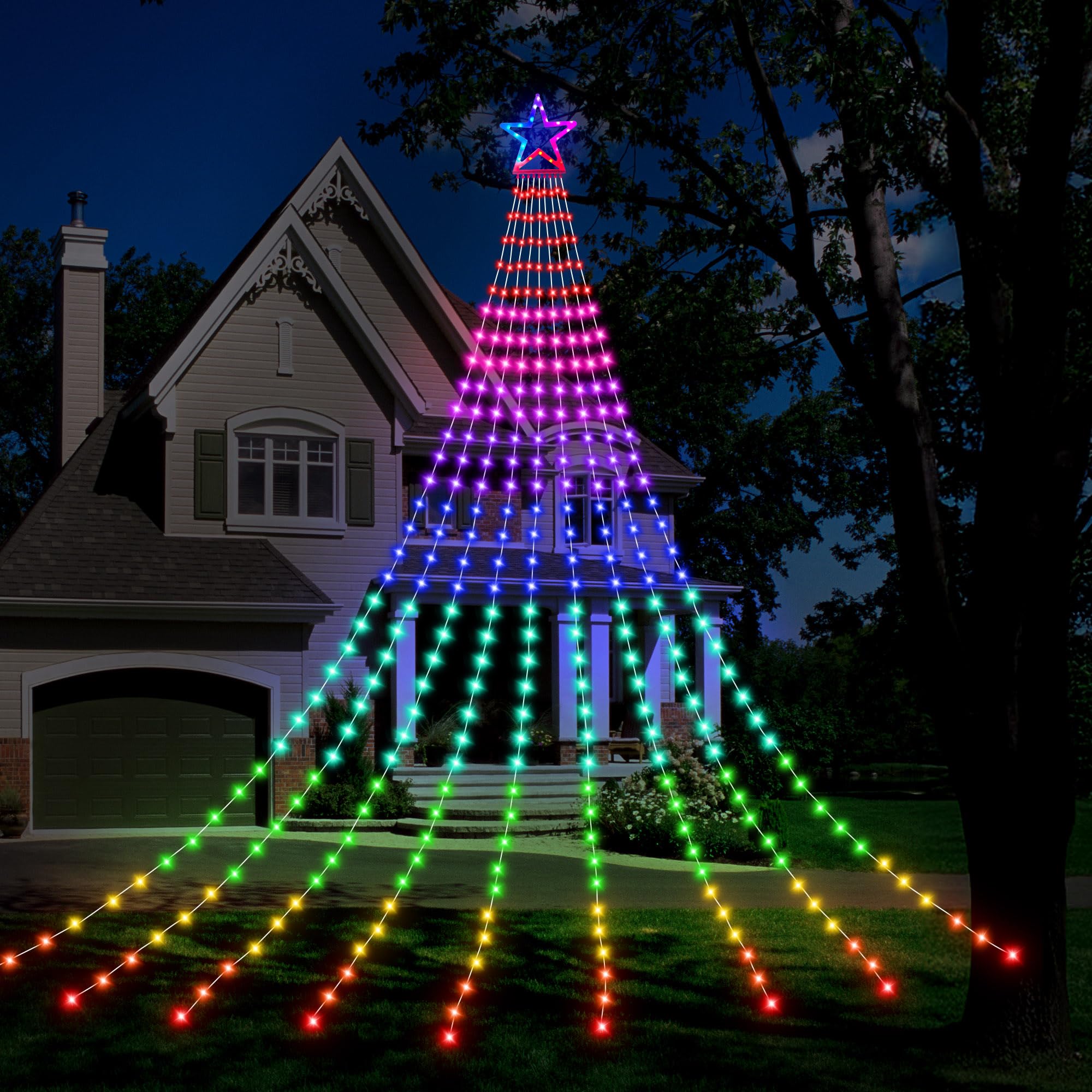 Qulist Christmas Decoration Color Change Star Lights Outdoor,3 20LED 16.4Ft Christmas Tree Toppers String Lights[8 Modes & Water
