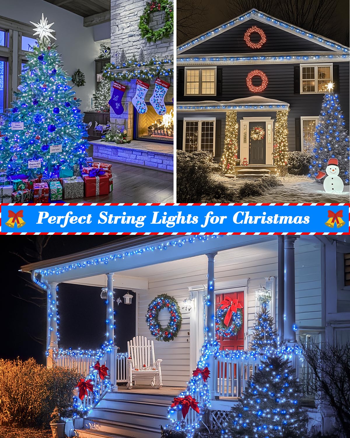 Jixxulvu Blue White Christmas Lights Outdoor Total 710Ft 1800 Led Extra Long String Lights Waterproof  Timer & Memory  8 Modes Dimmable Plug In Fairy For Outside Tree Wedding Patry