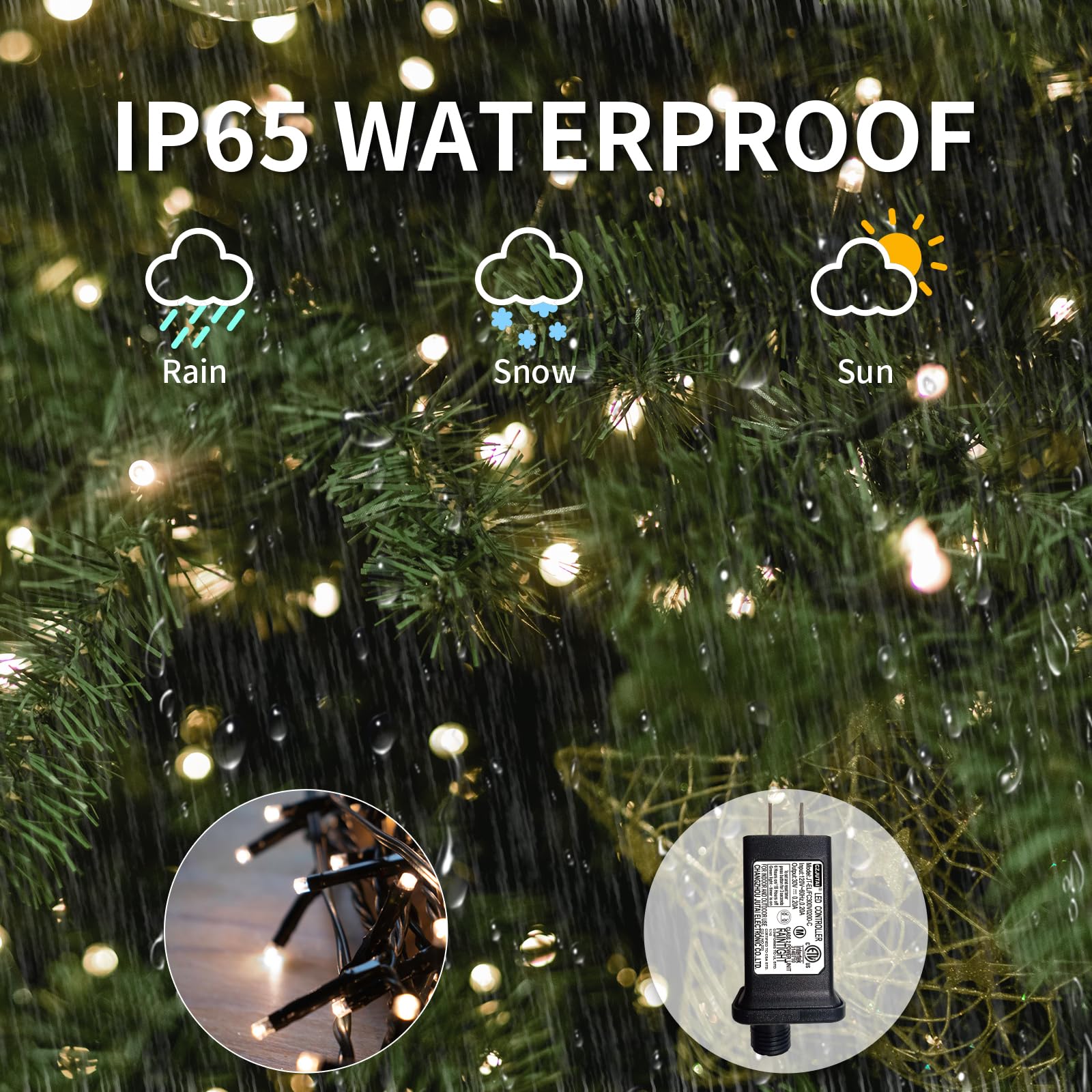 VIL Christmas Tree Lights - 8.2Ft 448 LED Cool White Fairy String Light, Dimmable, 8 Modes, Indoor/Outdoor, Model SW-LSL-2.5-