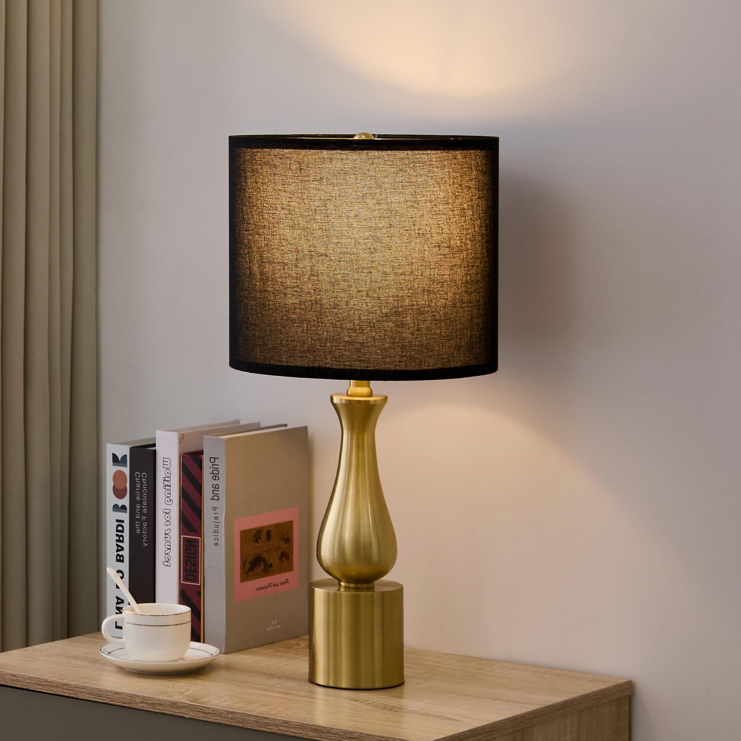 23'' Black Gold Table Lamps For Living Room Set Of 2, Small Nightstand Lamps Set Of 2 For Bedroom, Modern Gold Lamps Set Of 2 Fo