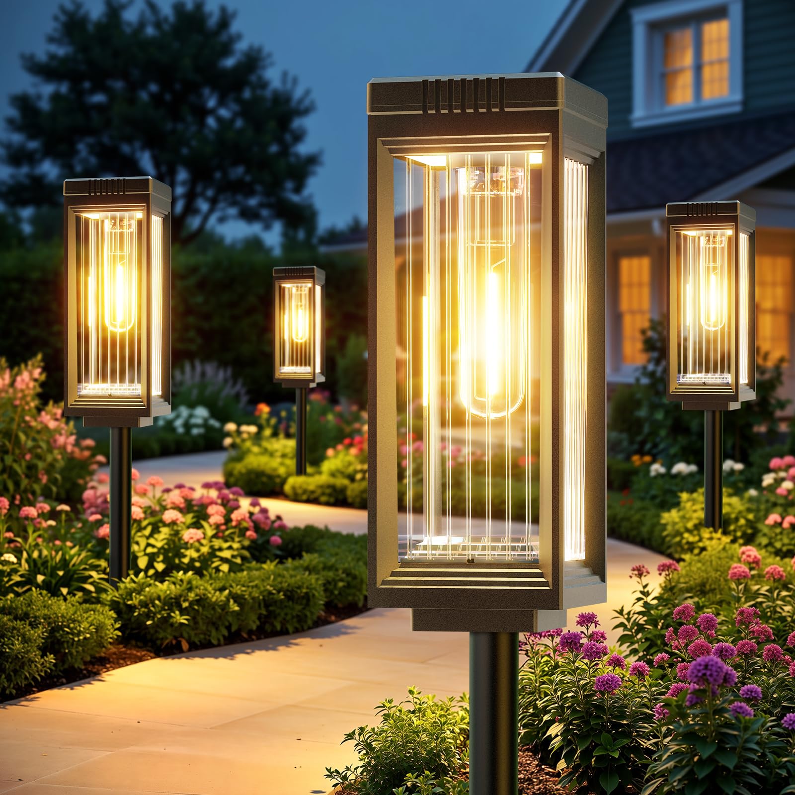 ELECLINK Solar Pathway Lights Outdoor  8 Pack Upgraded Solar Lights Outdoor Waterproof  Bright Up to 15 Hrs Auto On/Off Garden Light for Yard Patio Lawn Path Walkway Driveway Outside Decor