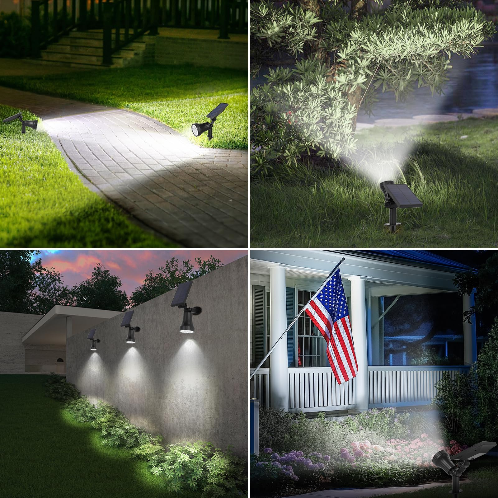 Bosceos 4-Pack Solar Spot Lights - 30 LEDs, Waterproof, Auto ON/OFF, Cool White, Model SL-5081, Ideal for Garden, Pathway, Driveway