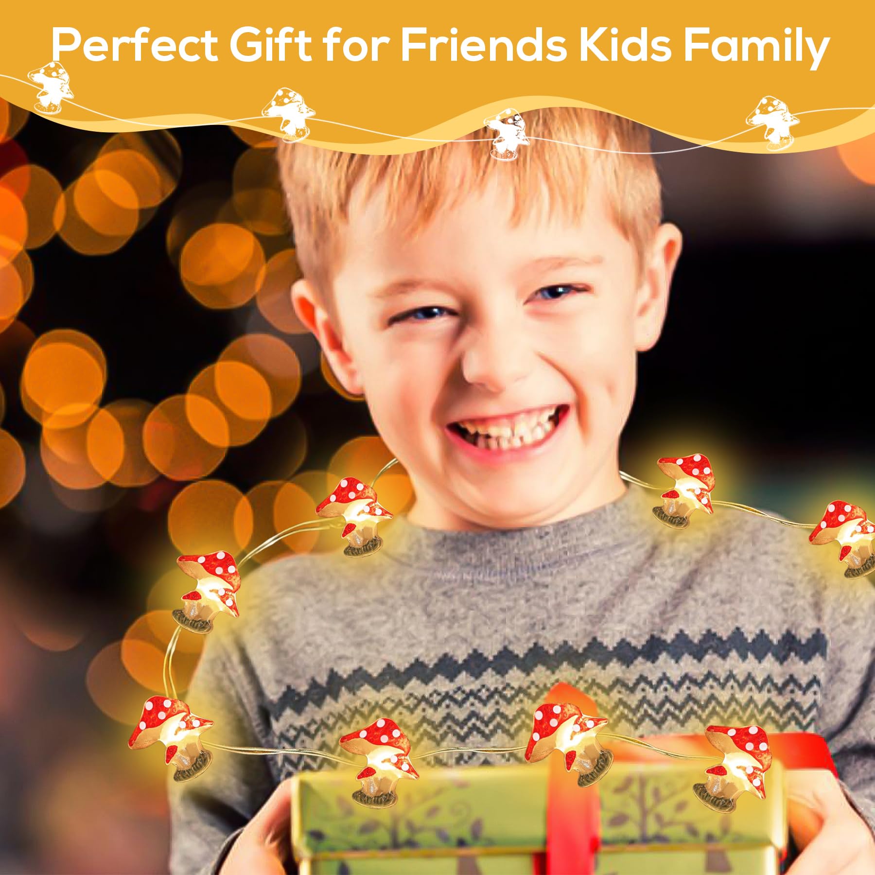 Mushroom Decor Cute Mushroom Fairy Lights with Timer 10FT 30LEDs Mushroom String Lights Gifts for Kids Room Decor Birthday Chris