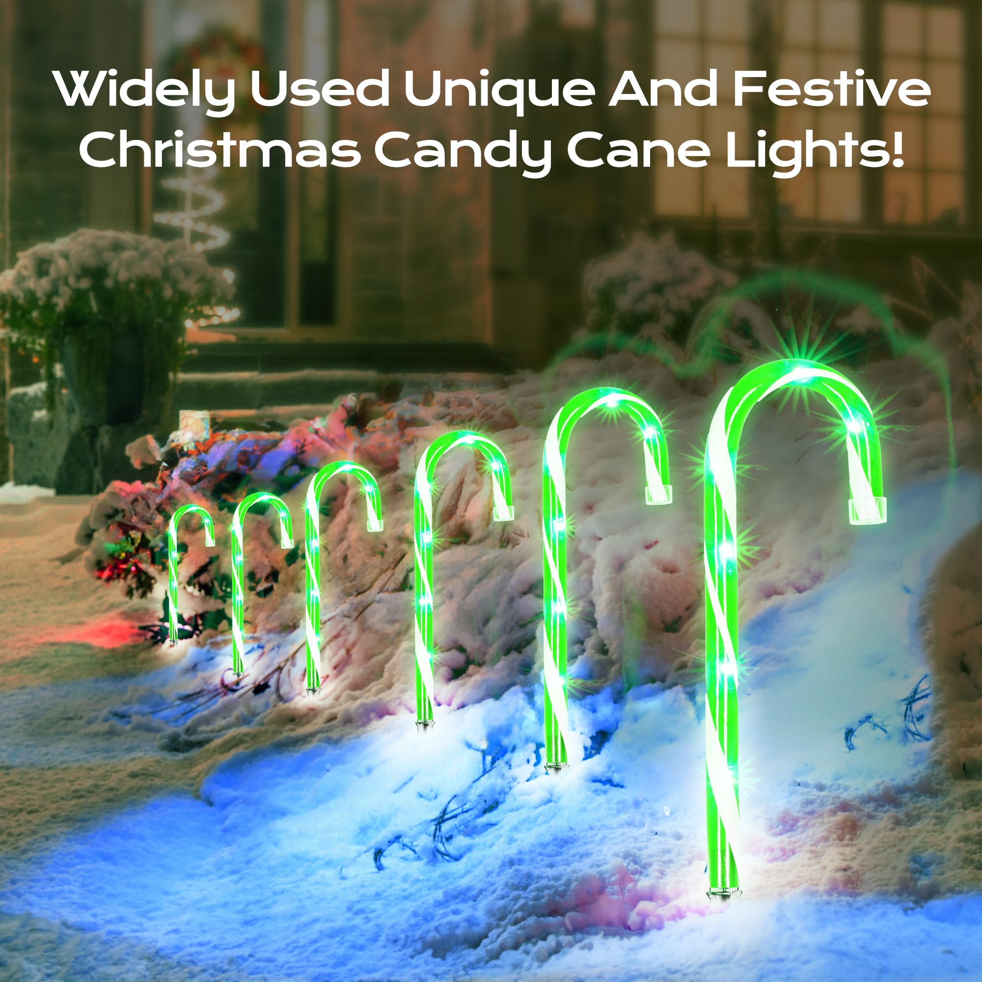 KiflyTooin Christmas Candy Cane Lights - 12 Pcs Green Connectable Pathway Lights, 72 Count Incandescent for Indoor/Outdoor Decor