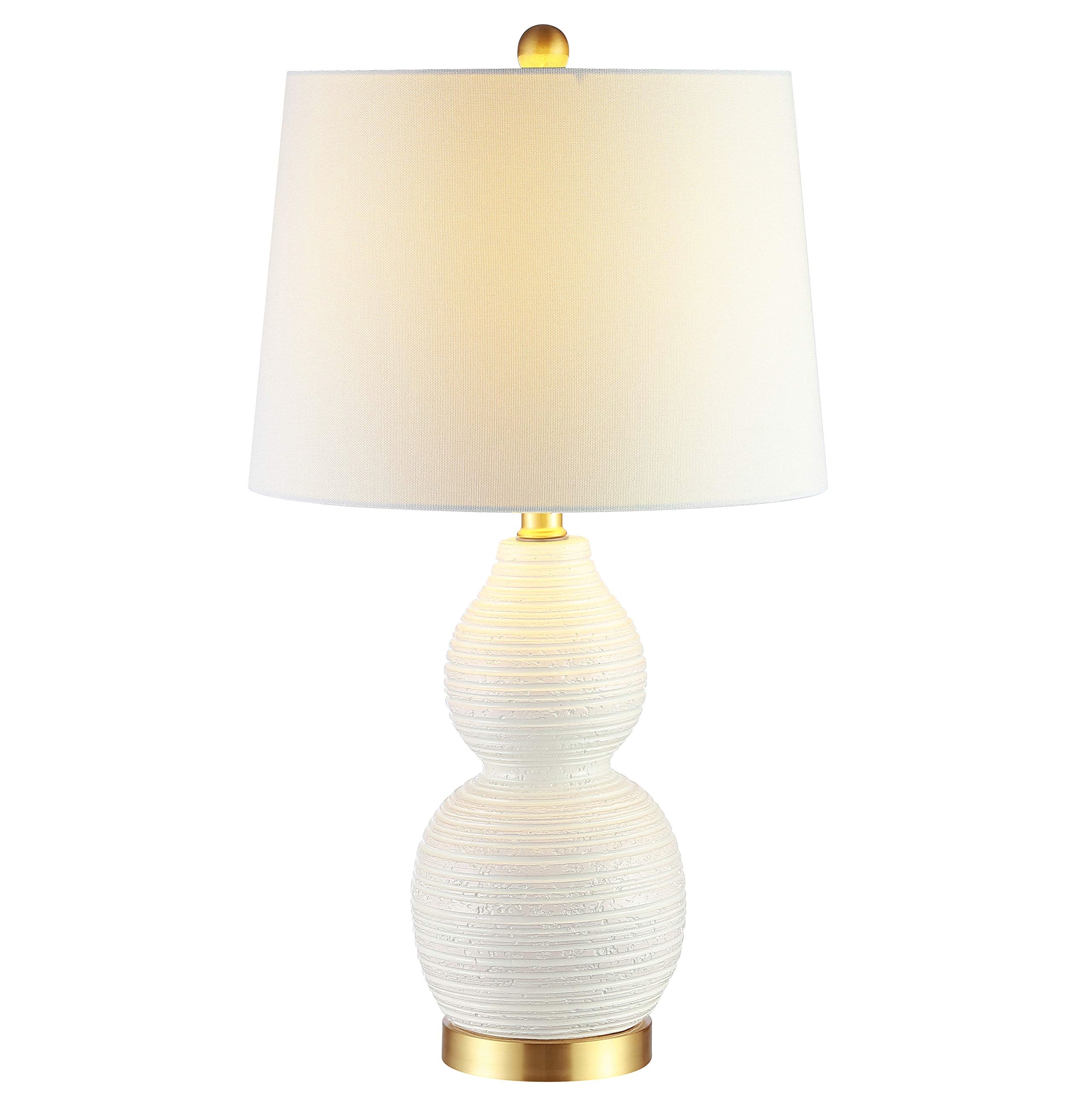 SAFAVIEH Lighting Collection Darsa White Double Gourd 25-inch Bedroom Living Room Home Office Desk Nightstand Table Lamp (LED Bu