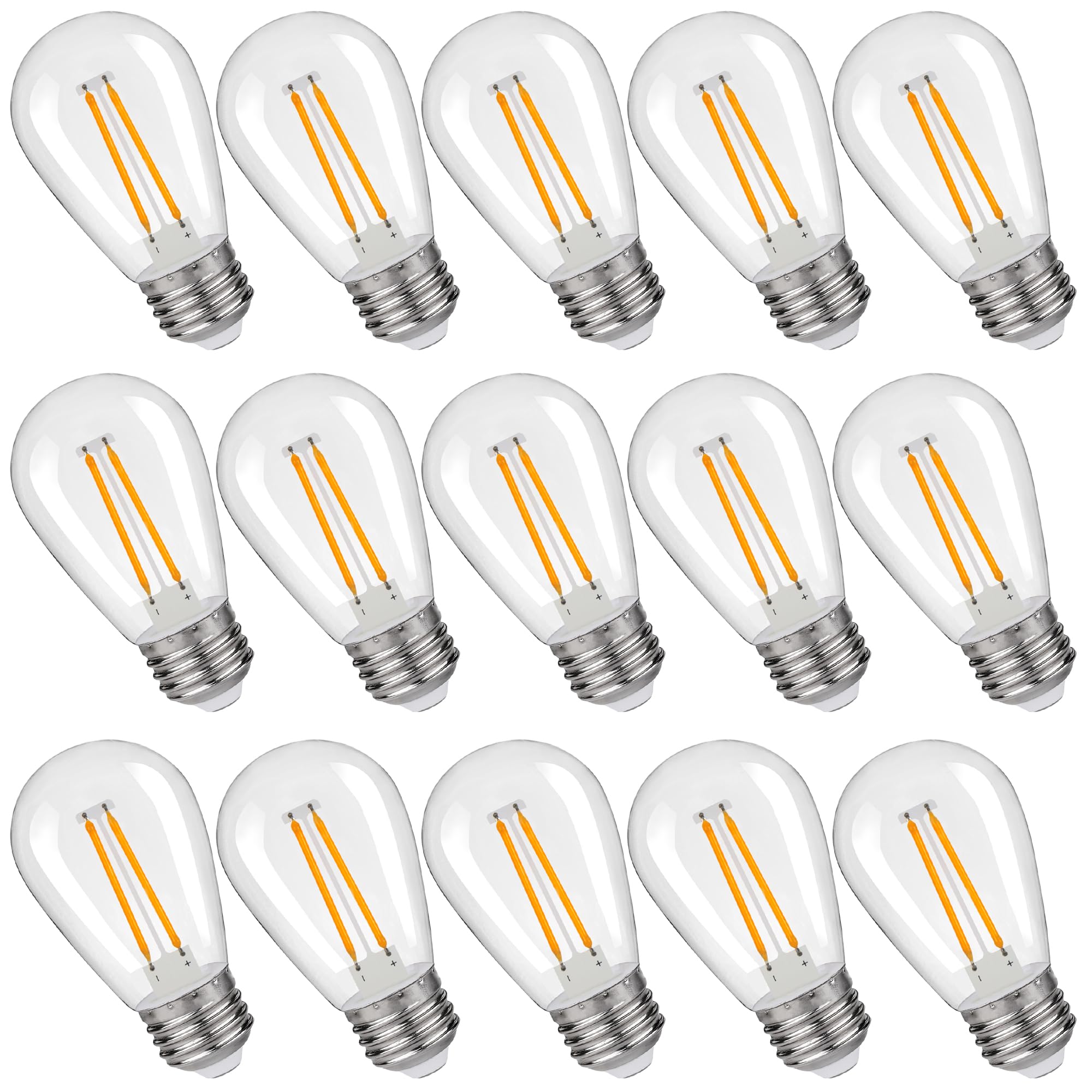 S14 Replacement Led Light Bulbs, Shatterproof & Waterproof 2W S14 Edison Led Bulbs, Outdoor String Lights, E26 Base Patio Lights