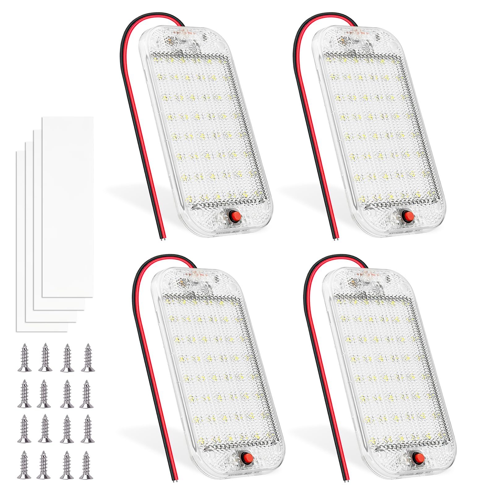 MERTTURM Dome Light for RV - 48LED 800LM Ultra Bright 12V White Ceiling Light, Model CIL001-4, 4 Pack