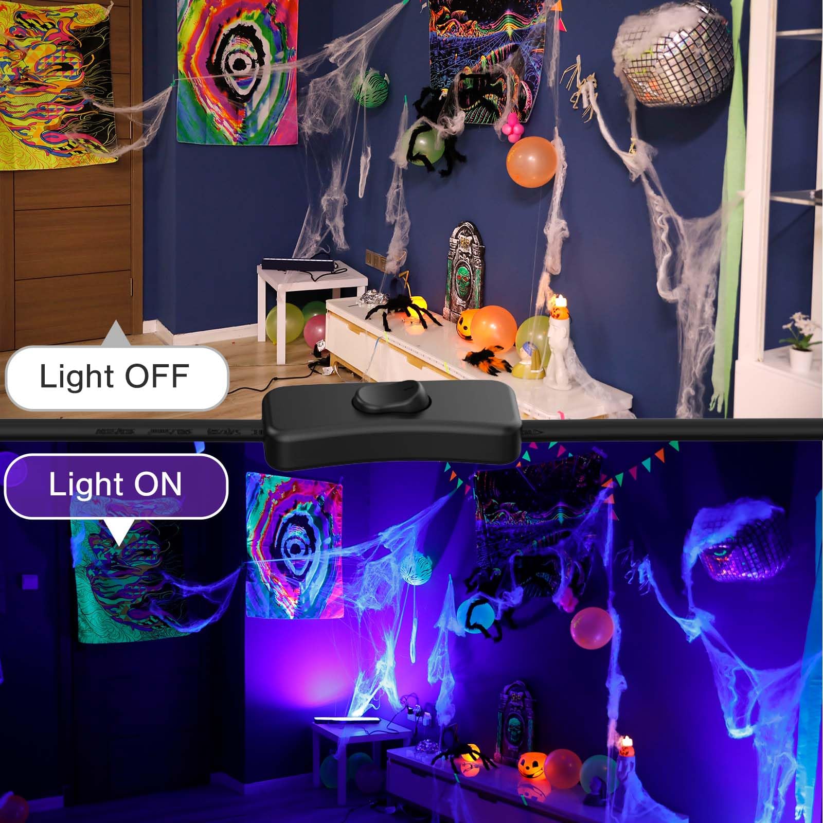 Atfoyer 40W Led Black Light Bar - Fluorescent Lighting For Parties & Halloween, Covers 484 Sq.Ft, Aluminum, Black, Model Atc40Ctuv