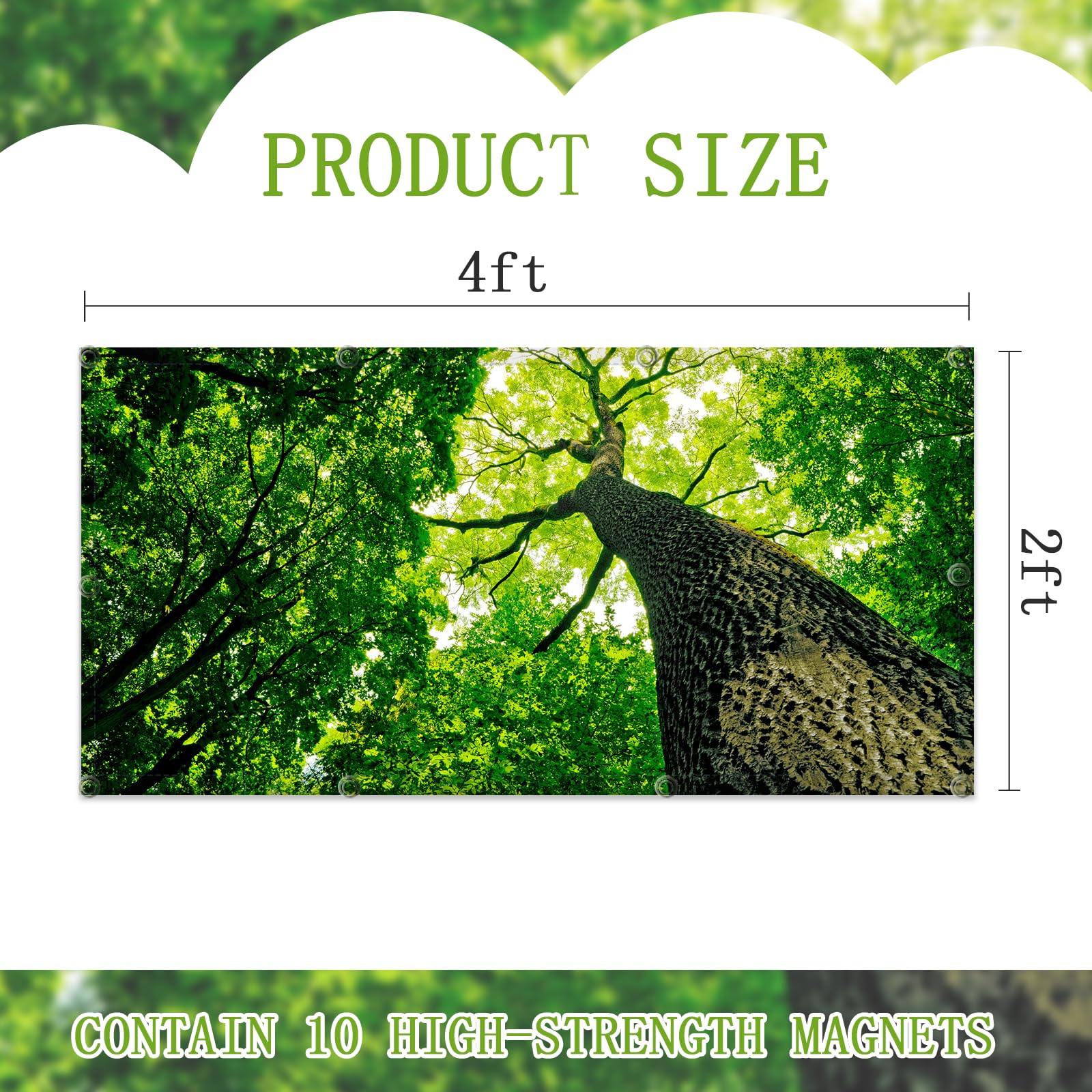 SCWISOAS Fluorescent Light Covers - Magnetic 2ft x 4ft Cloud Design for Classroom, Home, Office - Towering Trees Color