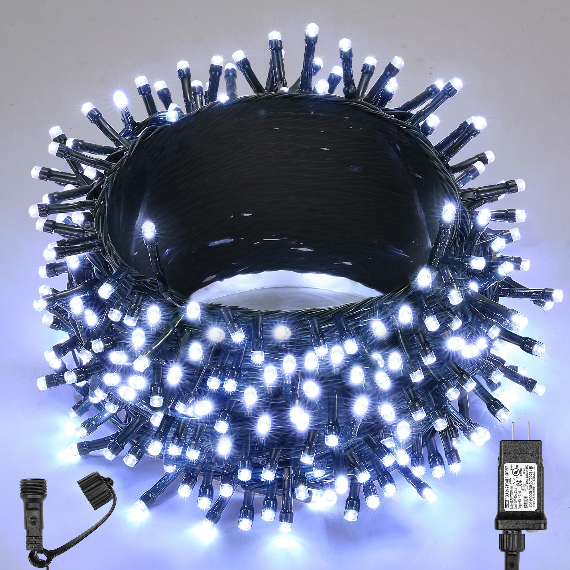 WBao Christmas Lights Indoor Outdoor 300LED 108ft  Super Bright LED Christmas String Lights with UL Certified  8 Modes  Timer  Connectable & Waterproof for Trees  Patio  Xmas Party Decor  Cool White