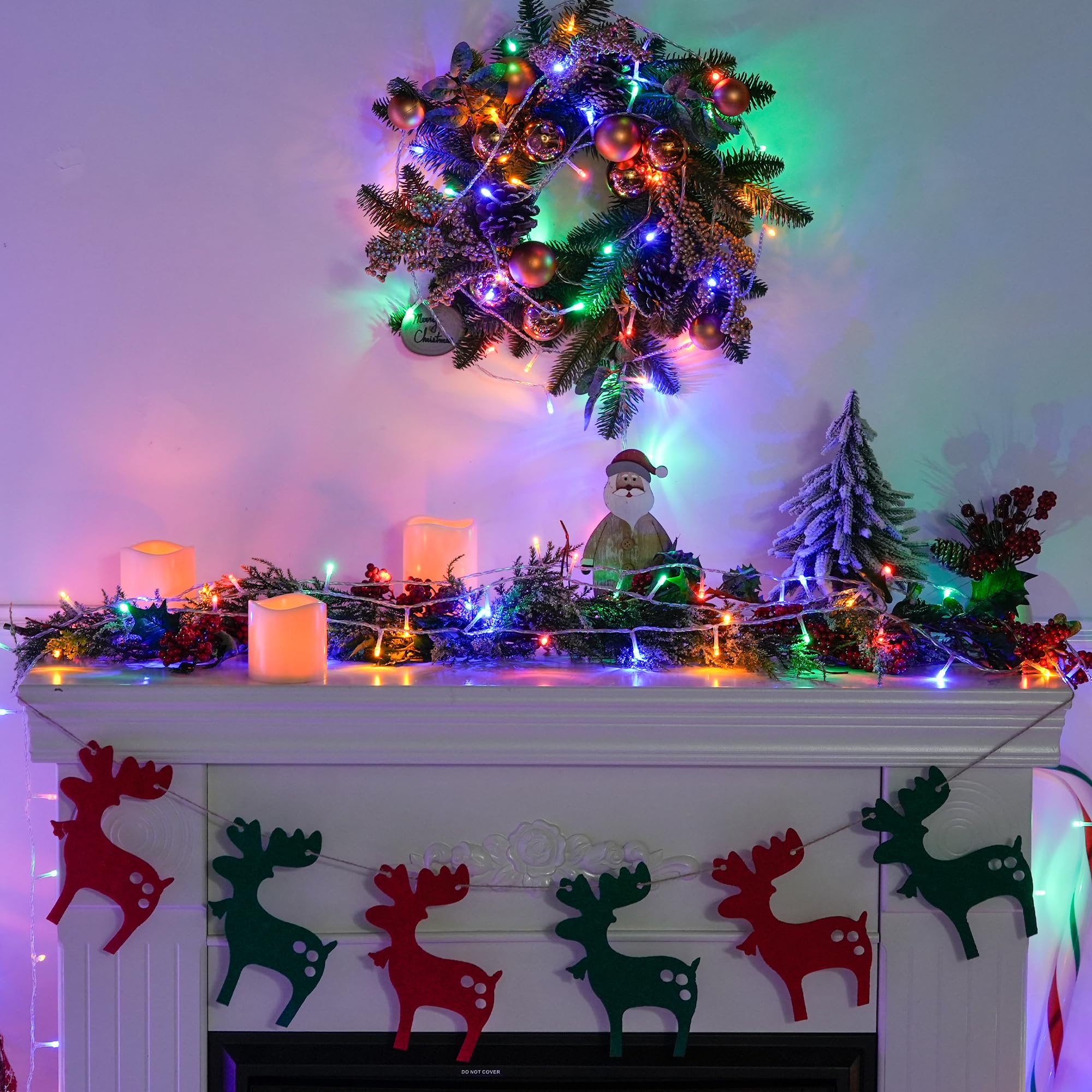 Jmexsuss Connectable 100 Led Multicolor Christmas Lights For Tree, 8 Modes Multicolor Christmas Tree Lights Indoor Outdoor Clear Wire, 33Ft Colorful Christmas Lights Plug-In For Christmas Tree Bedroom