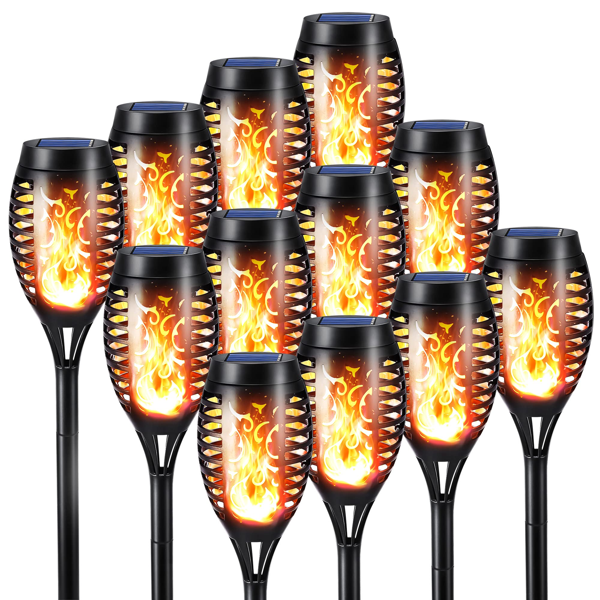 Toodour Solar Torch Flame Lights, 12 Pack, Waterproof LED Garden Lights, Warm White, Model TD-SHYDC-WW-12-X
