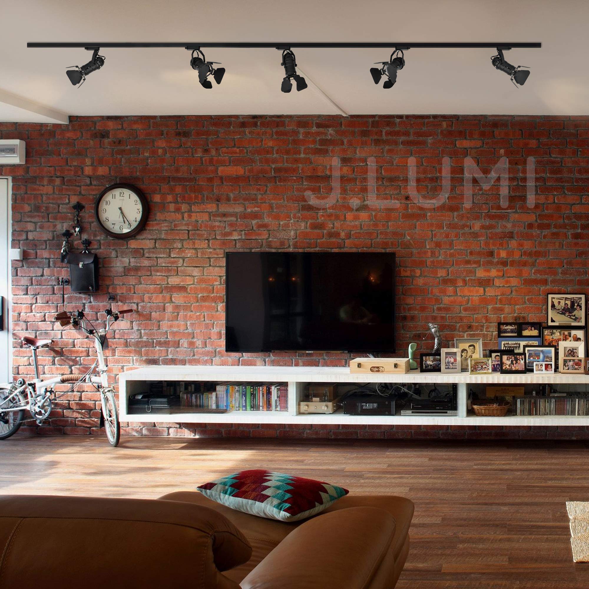 J.Lumi Trk9601 Led Track Light Head, Vintage Industrial Track Light For Home, H Track Lighting Head, 5W Led Gu10 Bulb, 3000K Warm, Not Dimmable, Black