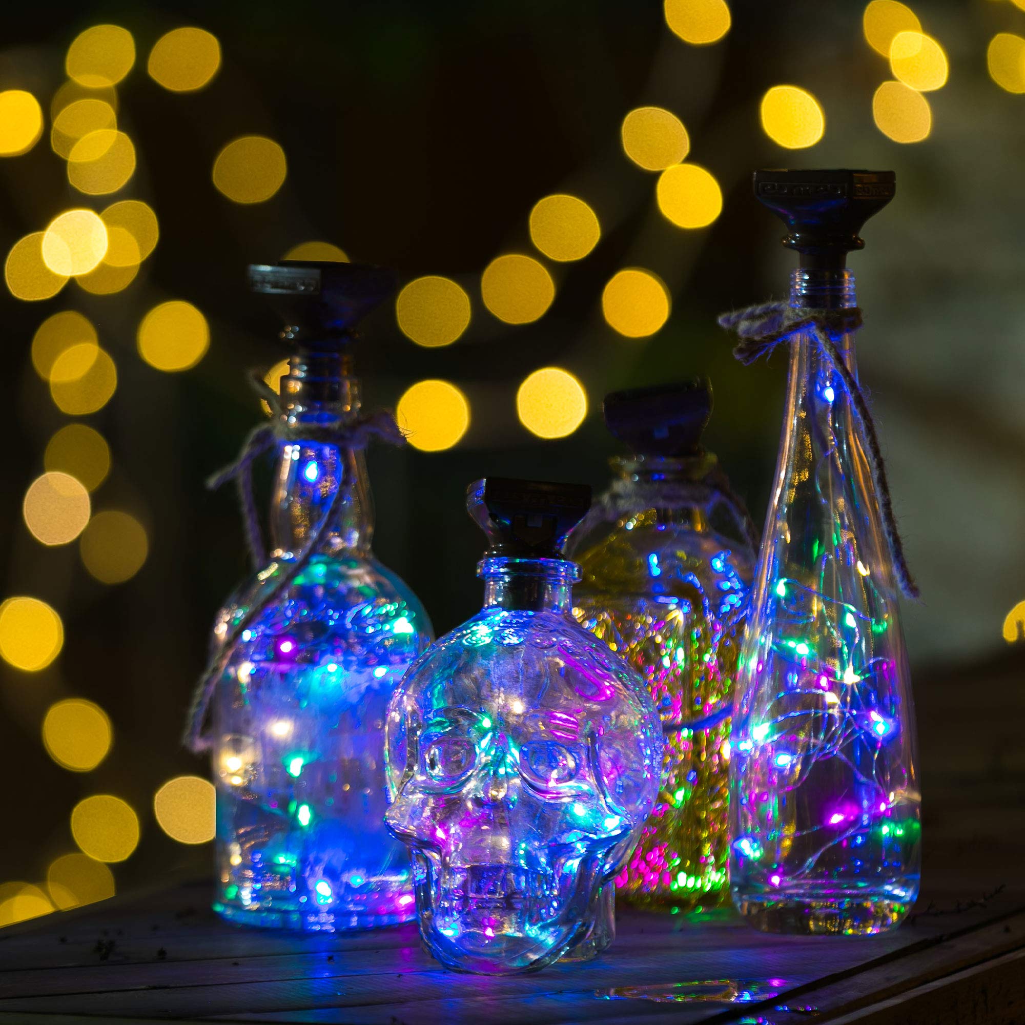Yjfwal 2024 Upgraded 12 Pack Solar Wine Bottle Lights,20 Leds Waterproof Copper Lights, Bottle Lights Fairy Cork String Lights For Christmas, Outdoor, Wedding Decor, Halloween Decor(Multi Color)