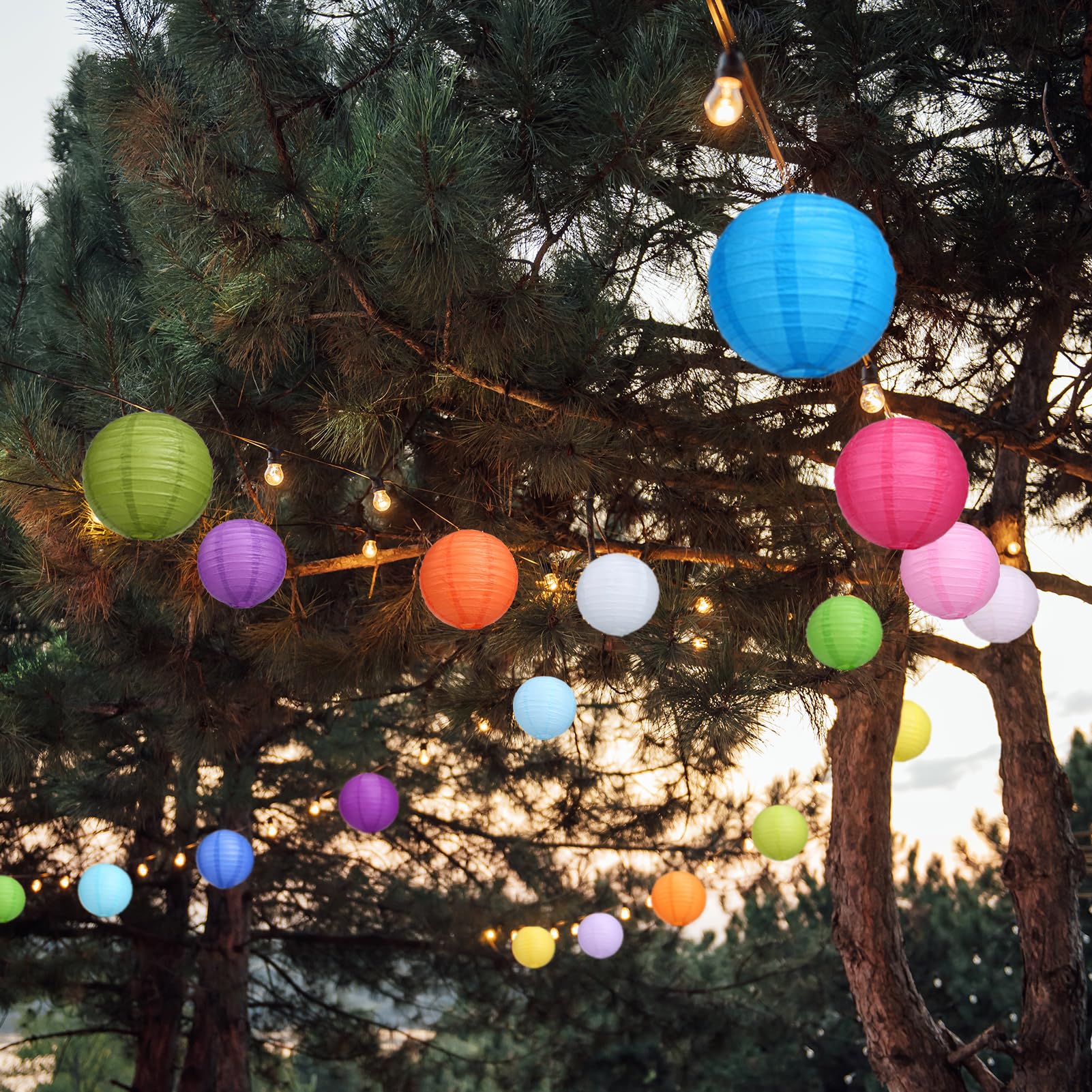 Lihao 20Pcs 10" Multi-Color Paper Lanterns - Decorative Hanging Lamps For Home, Parties, Weddings