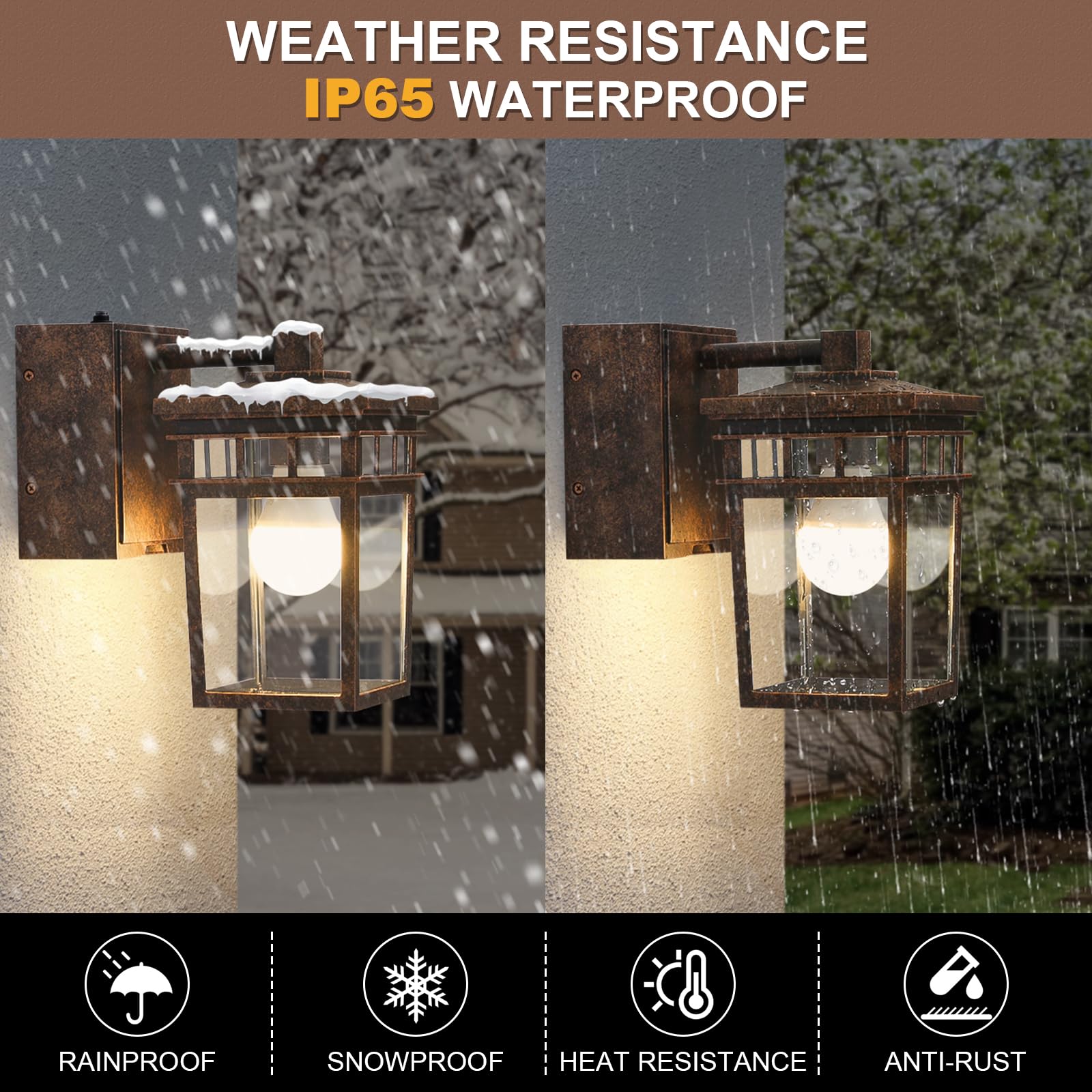 Porch Light With Gfci Outlet, Dusk To Dawn Outdoor Lighting With Aluminum Frame And Clear Glass Shade, Waterproof Wall Sconce Ou