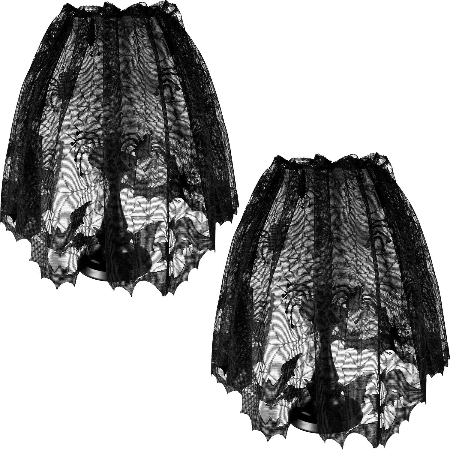 Boao Halloween Spider Web Lamp Shades, Black Lace Cover with Ribbons, Model Boao-Lace Lamp Cover-01