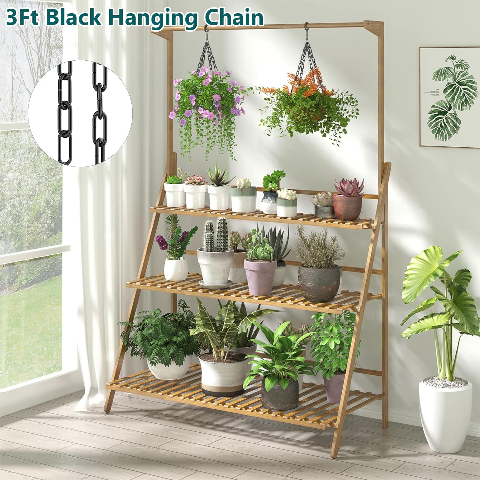 Garini 3 Feet Industrial Black Light Fixture Chain, Metal Pendant Chandelier Chain