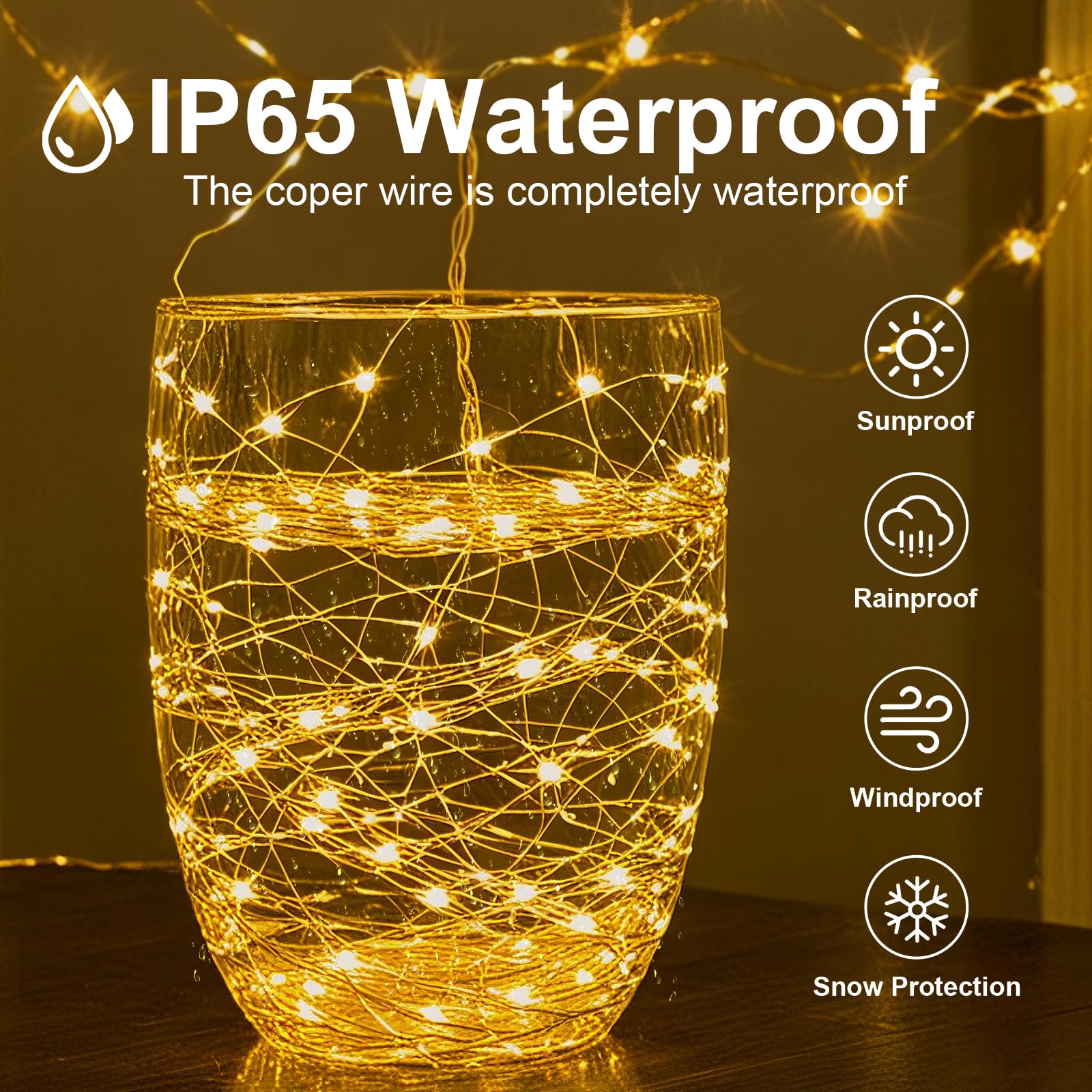 Yooumoga USB Fairy String Lights, 16ft 50 LED, Warm Color, Waterproof, with Remote & Timer, Battery Powered for Indoor Decor