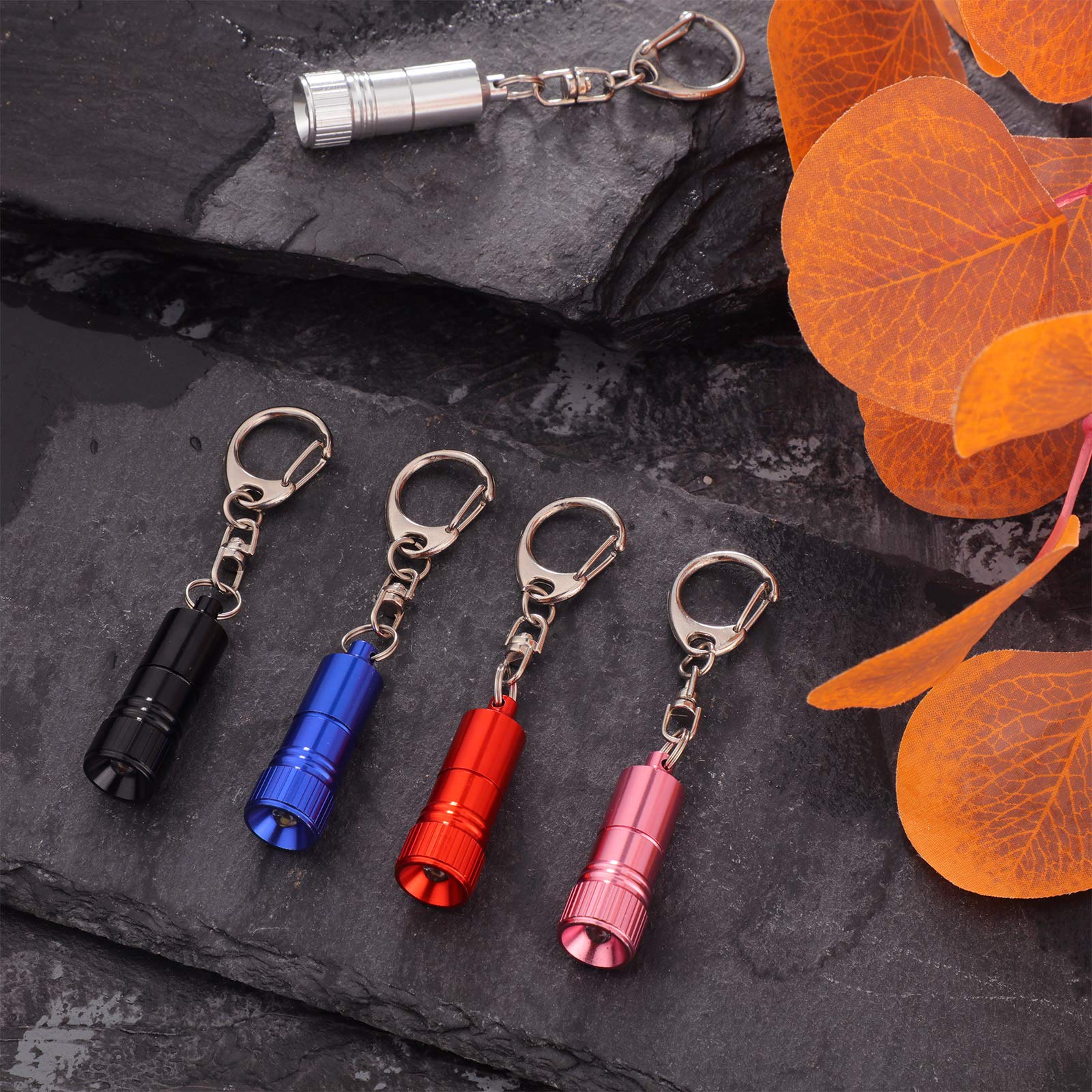 Mudder Small LED Flashlight Keychain, Portable Torch, Stainless Steel, 1.57 x 0.47 inch, Available in Black, Red, Blue, Silver, Pink