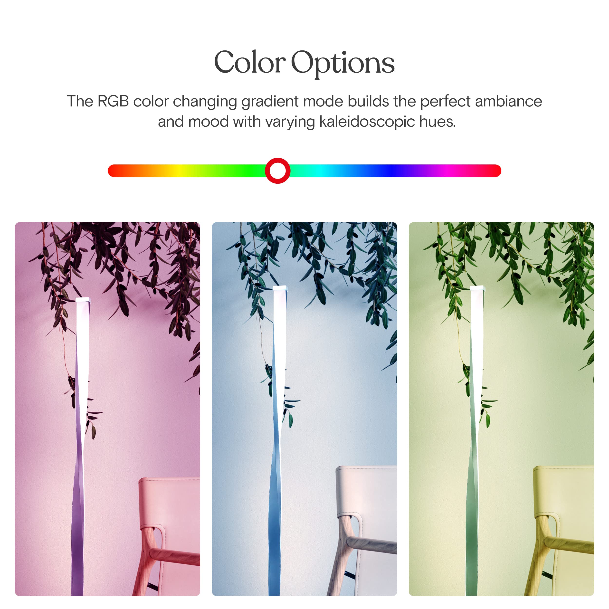 Brightech Helix Modern LED Floor Lamp - 48” Tall, RGB Color Changing, Twisting Column, Black Frame