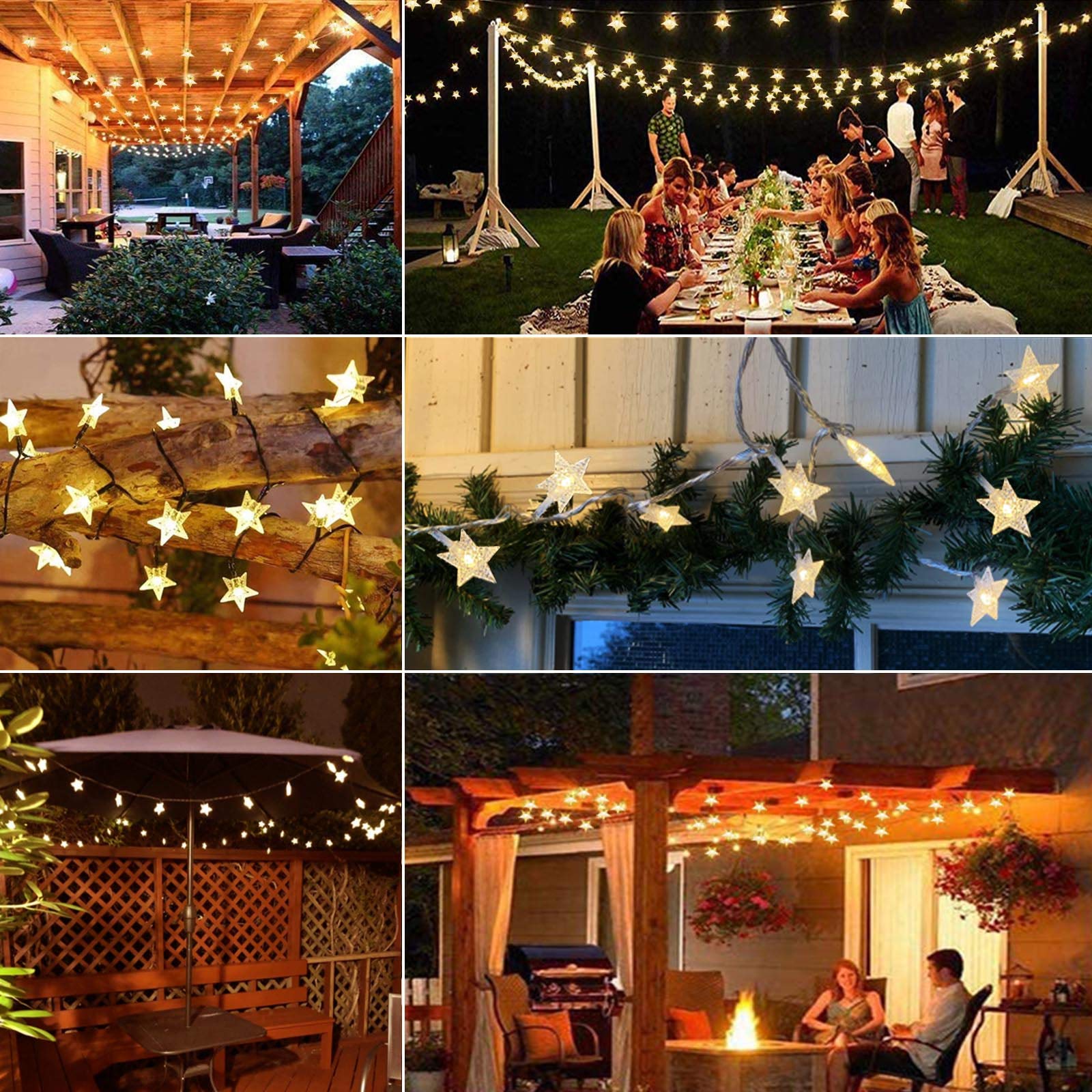 Windpnn Solar String Lights Outdoor, Solar Powered Star String Lights, 30Ft 50Led 8 Modes Waterproof Christmas String Lights For