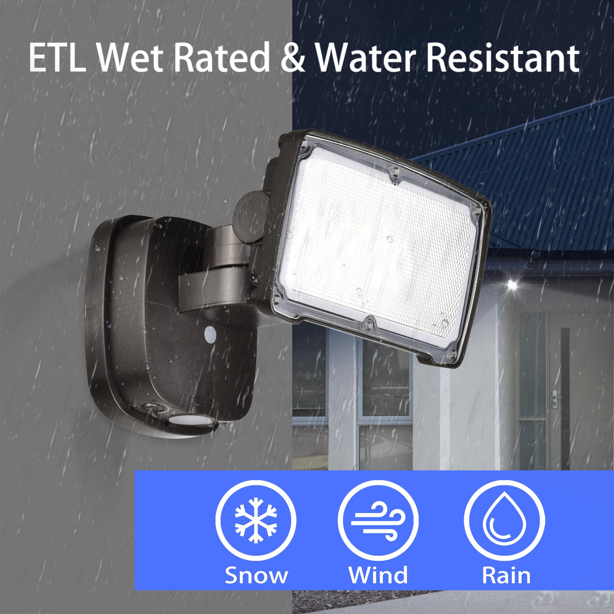 AWSENS 26W LED Flood Light Fixture, Dusk to Dawn Control, Water Resistant, Bronze, Model SL2181D-BZ