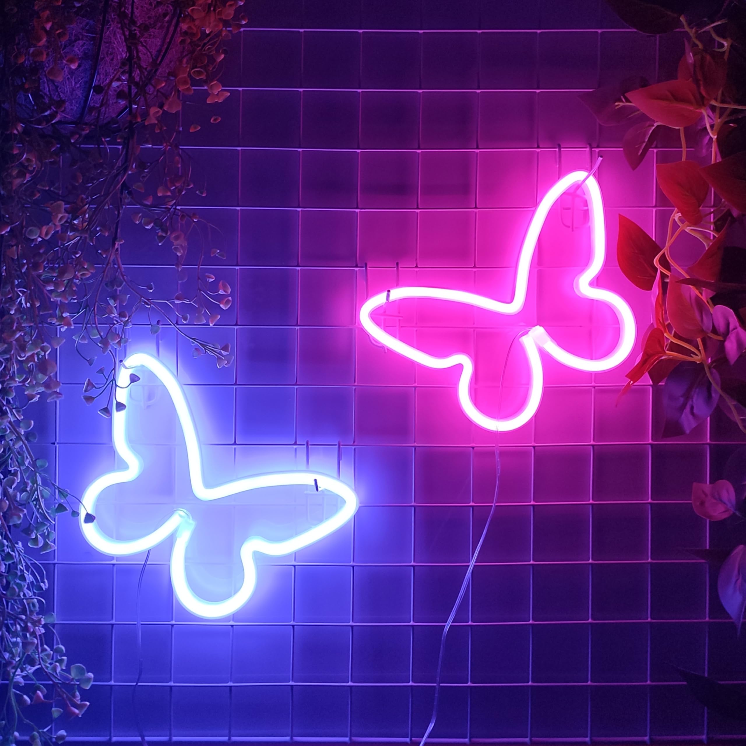 Jywj Butterfly Neon Light Sign - Usb/3-Aa Battery Powered Led Decor, Blue, Model Jy-Bf-Bu01, Perfect For Girls Bedroom & Parties