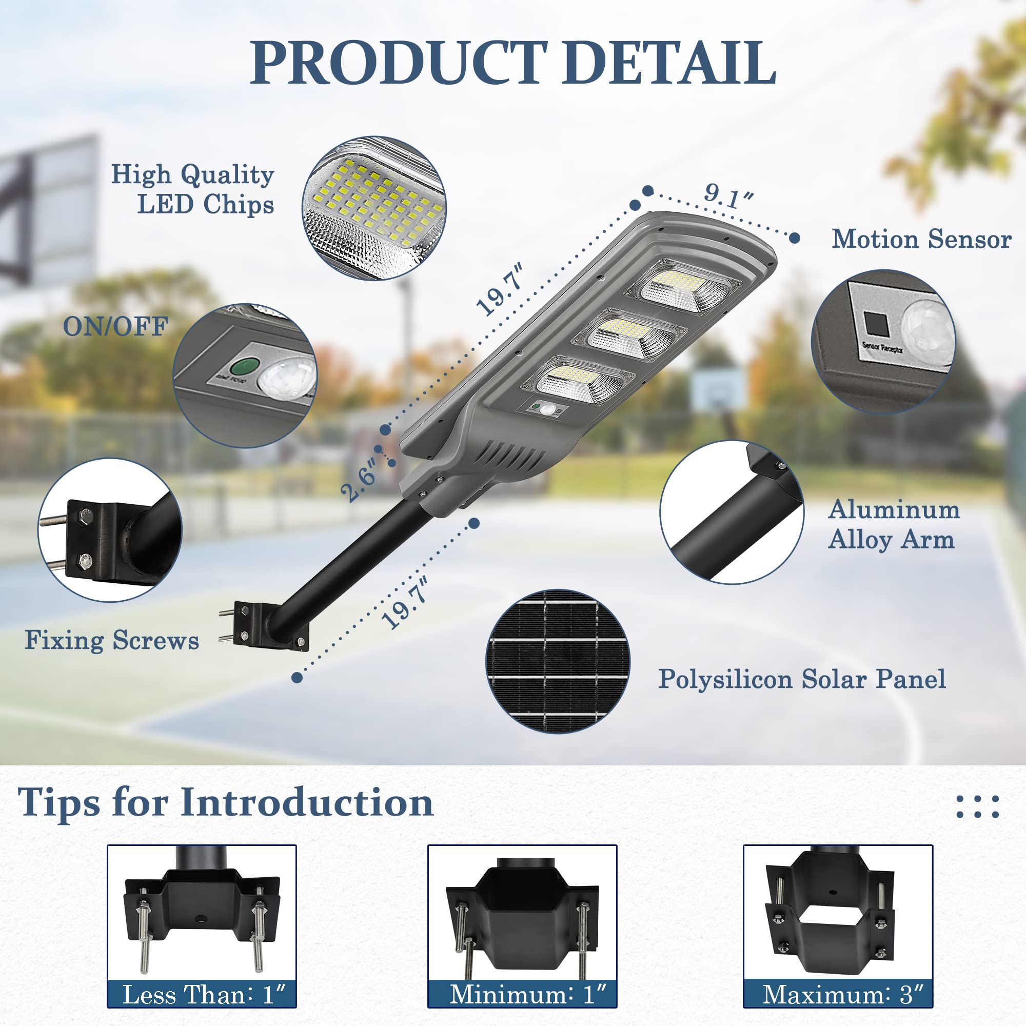 Lovus 2-Pack 3600W Solar LED Street Light, Gray, IP65 Waterproof, Motion Sensor, Model ST60-010-2