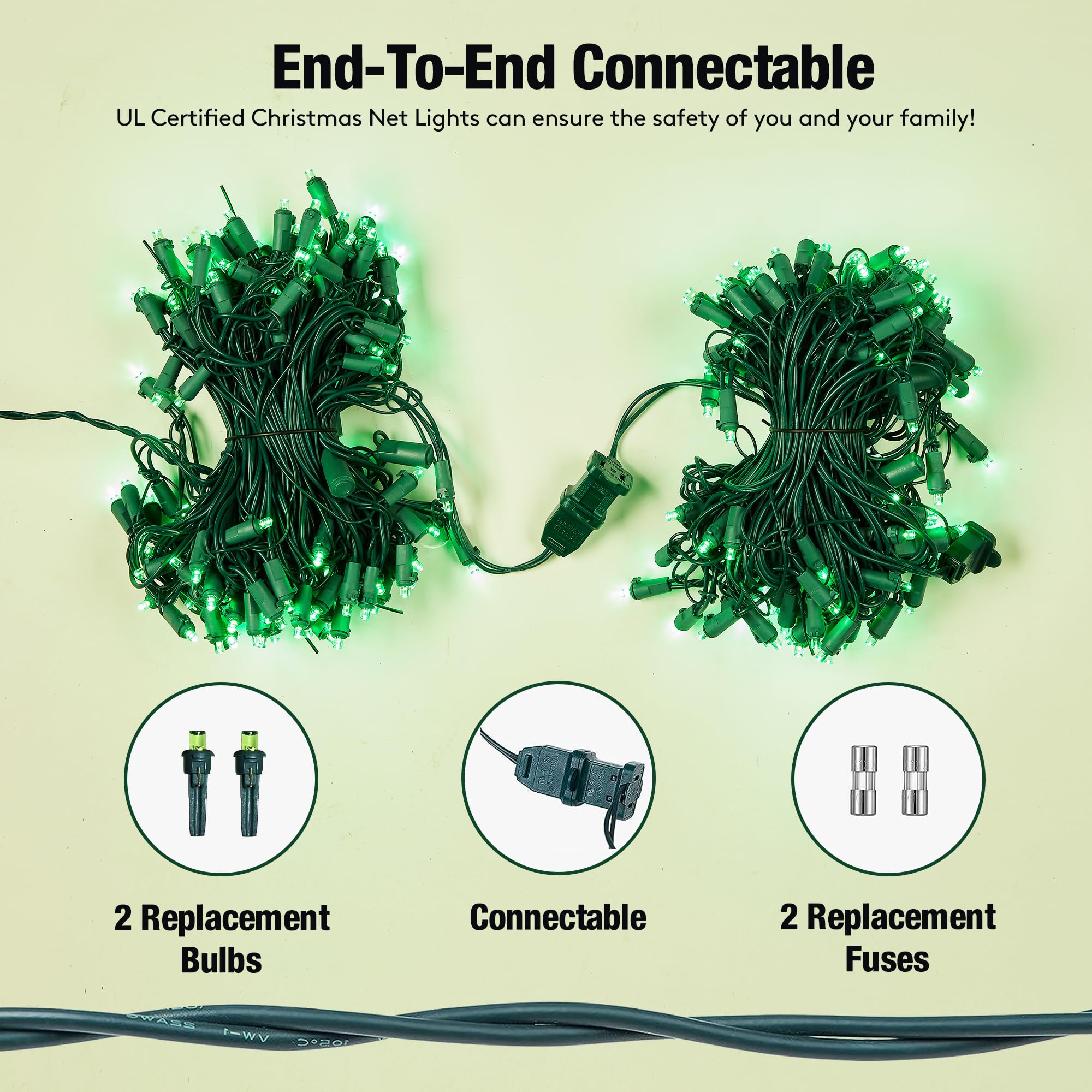 Sylampow Led Green Christmas Net Lights Outdoor Christmas Bushes Lights 120Led 6Ftx5Ft, Connectable Outdoor Indoor Christmas Mes