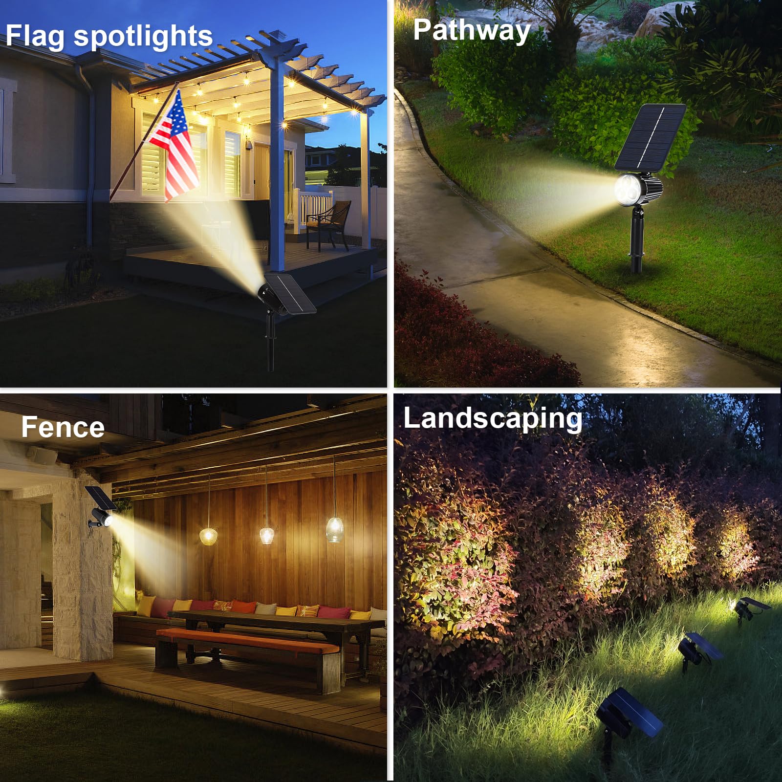 Sunlong Solar Lights Outdoor Waterproof Spot Lights Dusk To Dawn Warm White Spotlight Landscaping Wall Lights For Yard Flag Path