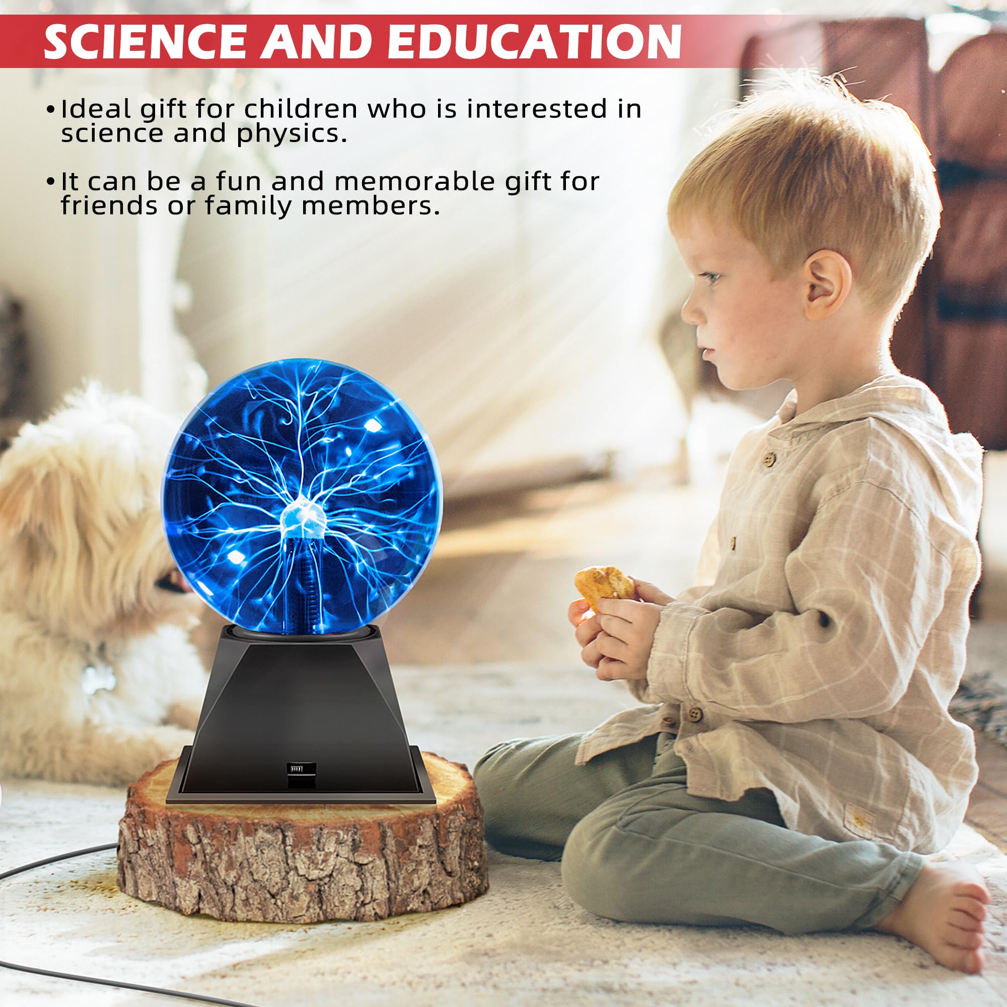Flashmen Plasma Ball Lamp 5 Inch Science Toy Touch & Sound Sensitive Plasma Globe Extra Large Lightning Ball Bedroom Decor Lamp Novelty Present