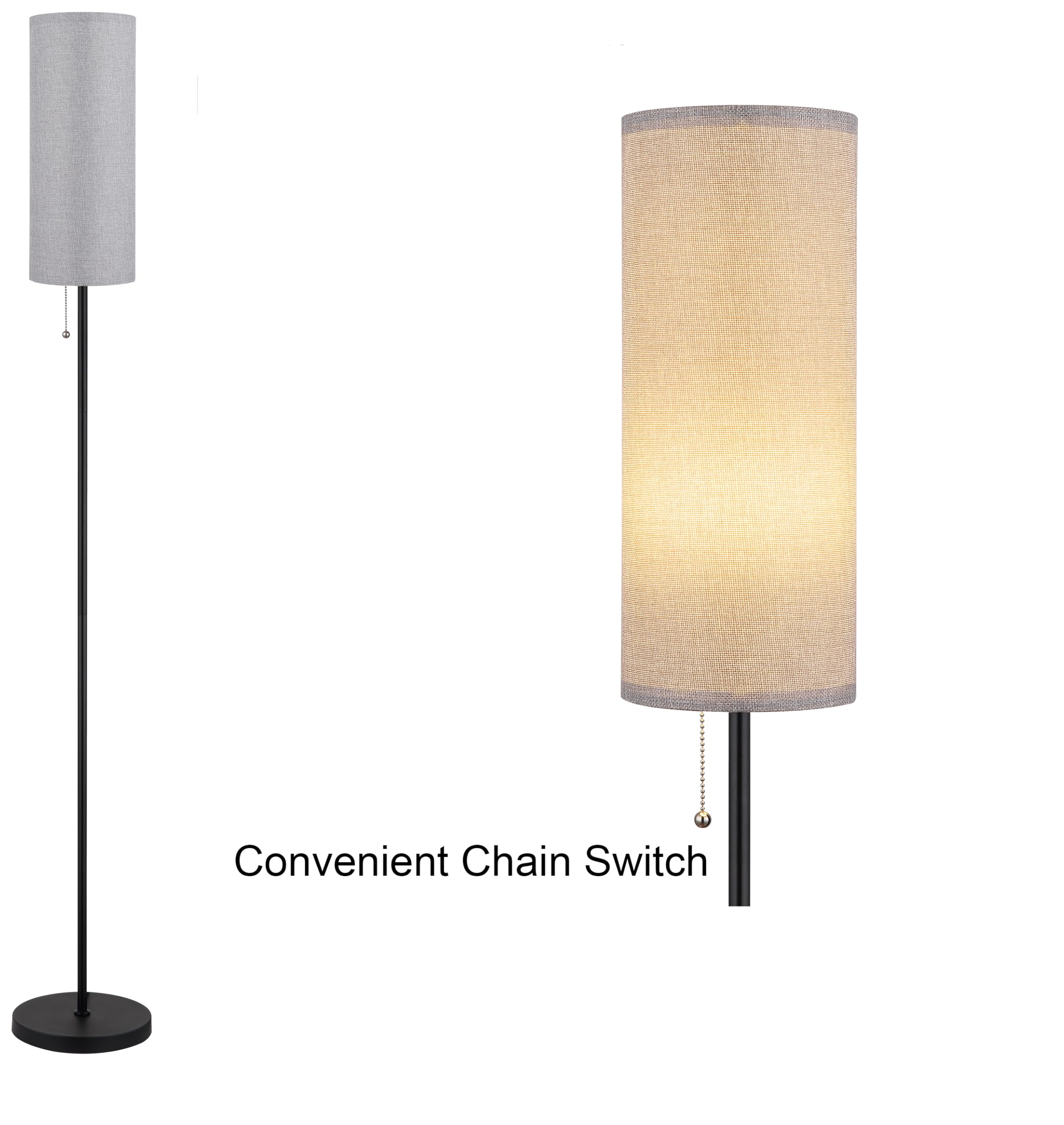 Ldeco Modern Floor Lamp for Living Room, Beige Shade, Tall Design with Chain Switch, LED Bulb Included, Model KL18XX8.WH