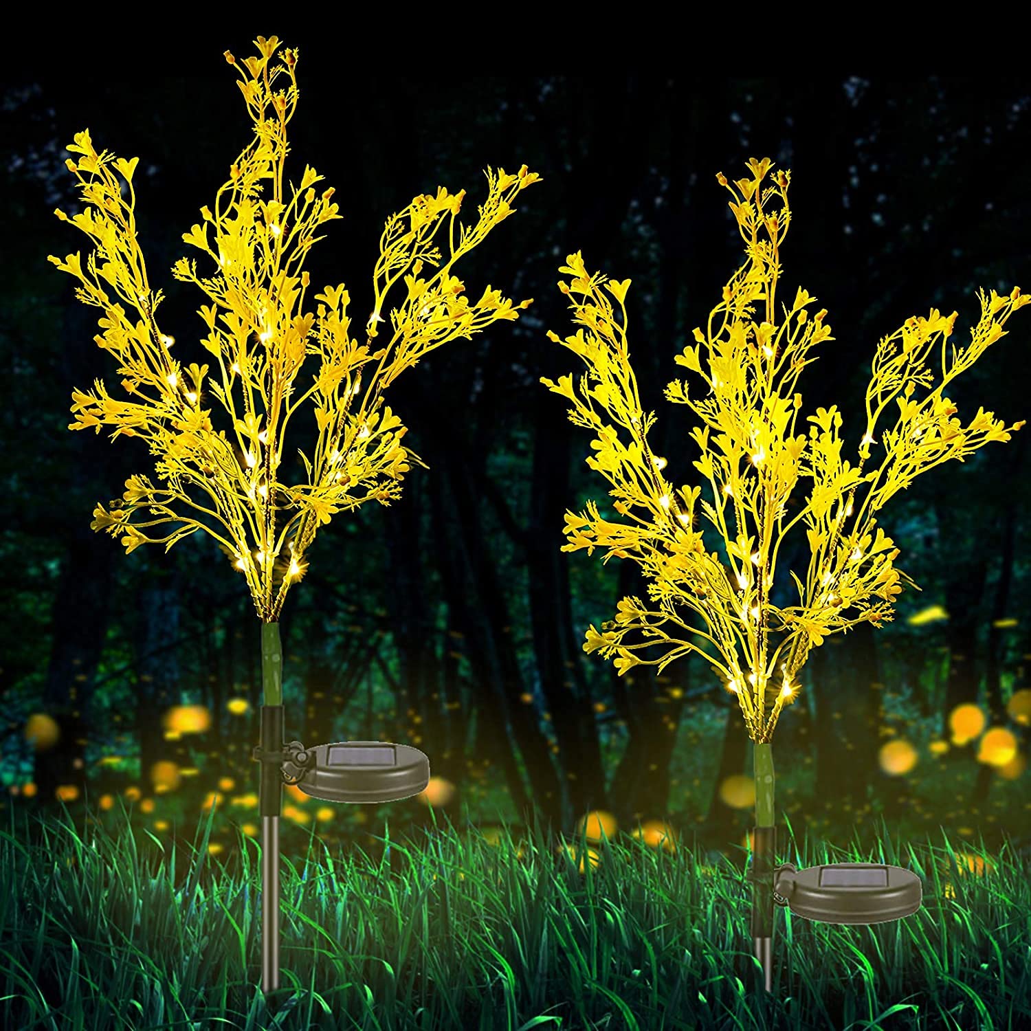 Neporal Solar Garden Lights - Waterproof IP65, Solar Powered, 2PK, Yellow, Model GOLD-456