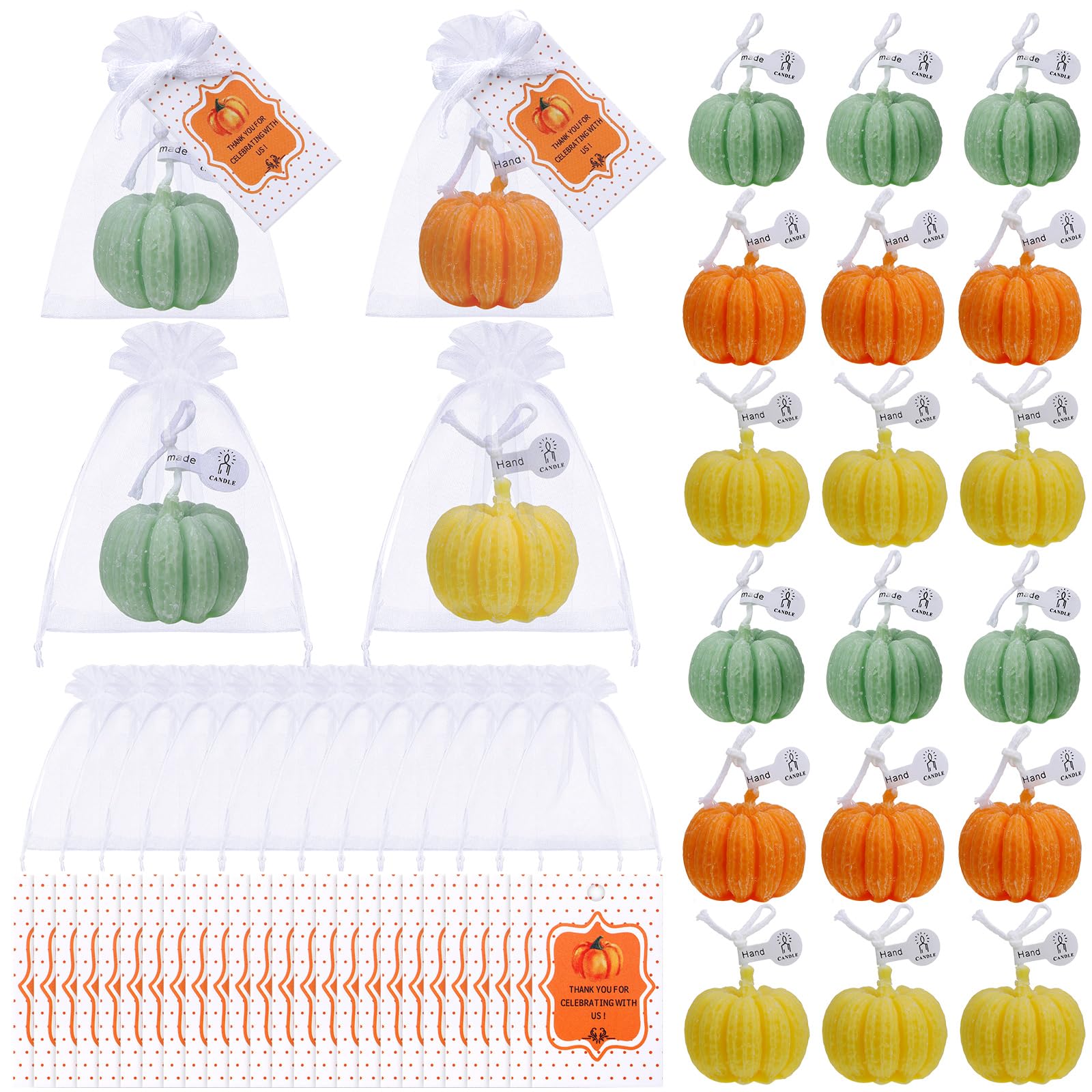 Treela 24 Sets Pumpkin Candles Fall Baby Shower Party Favors for Guests Little Pumpkin Shape Tealight Candle for Thanksgiving Au