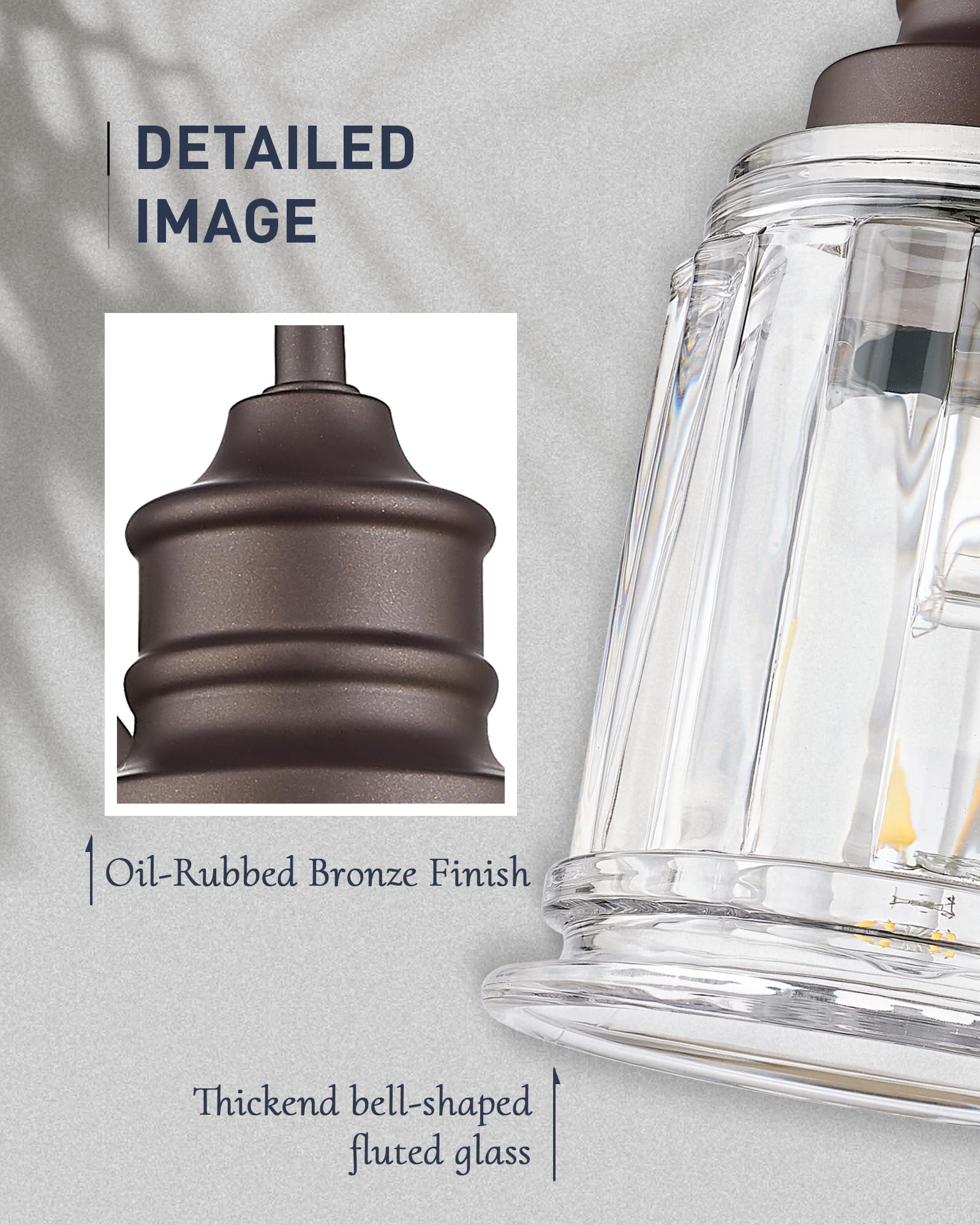3 Light Bathroom Vanity Light - Hwh Bathroom Lights Over Mirror Farmhouse Vanity Sconce Wall Lighting With Bell-Shaped Clear Glass  Oil-Rubbed Bronze Finish  5Hzg106B-3W Orb