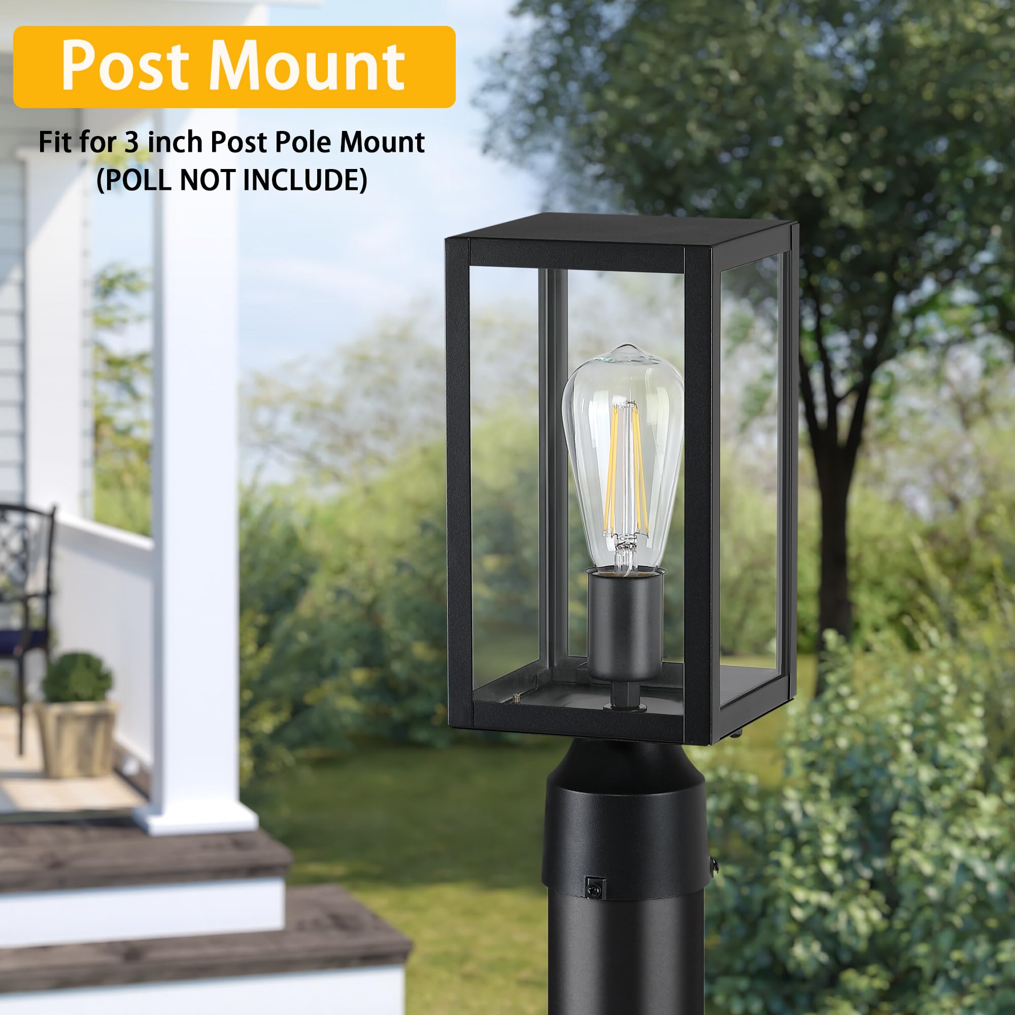 Myhxq Outdoor Post Lights With Pier Mount Base, 2-Pack Modern Lamp Post Light Fixture Waterproof Pole Lights Outdoor Column Ligh