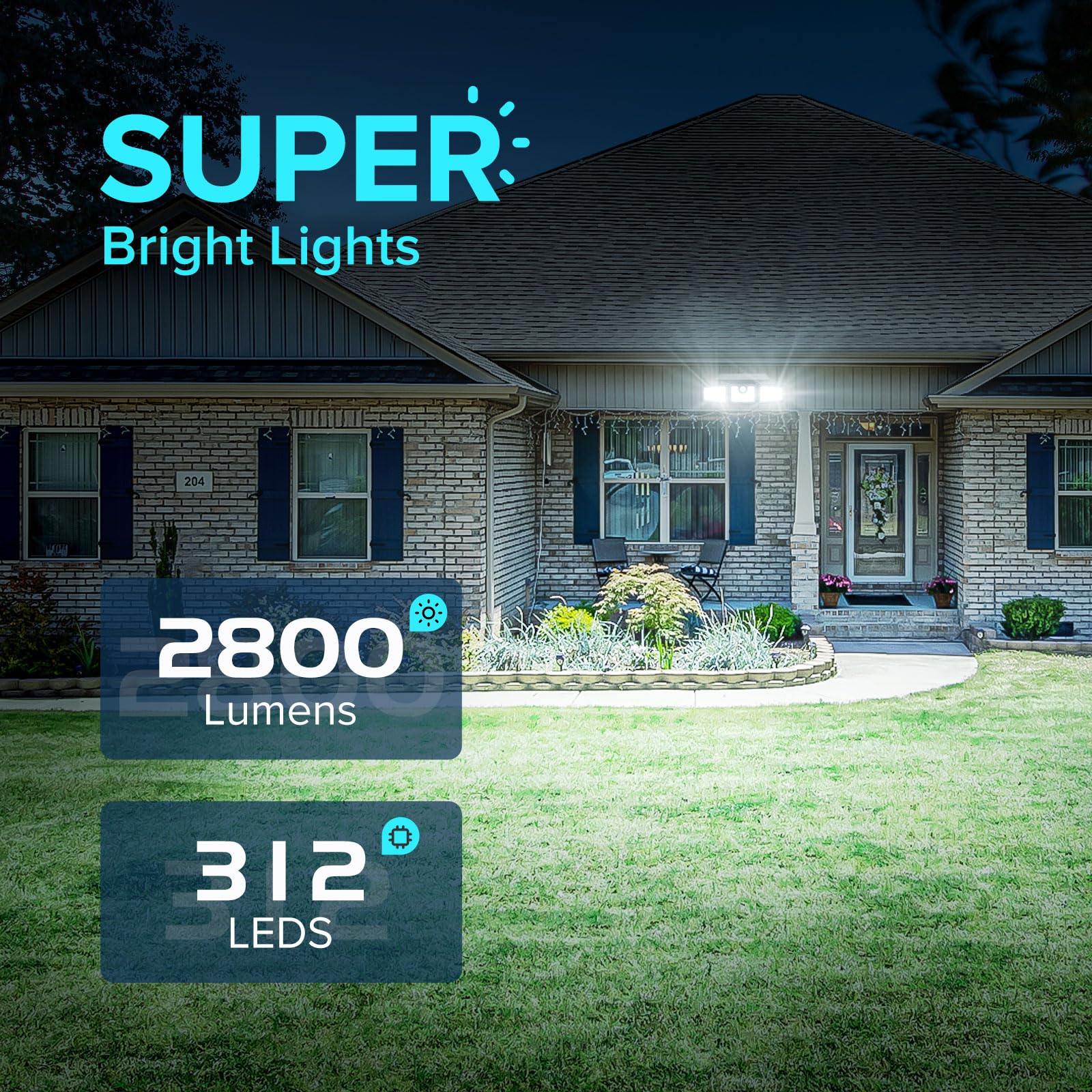 Jjx Solar Lights Outdoor 3000Lm 312 Led Motion Sensor Outdoor Lights, Ip65 Waterproof Led Solar Security Lights, 3 Adjustable Heads Solar Motion Flood Lights Outdoor