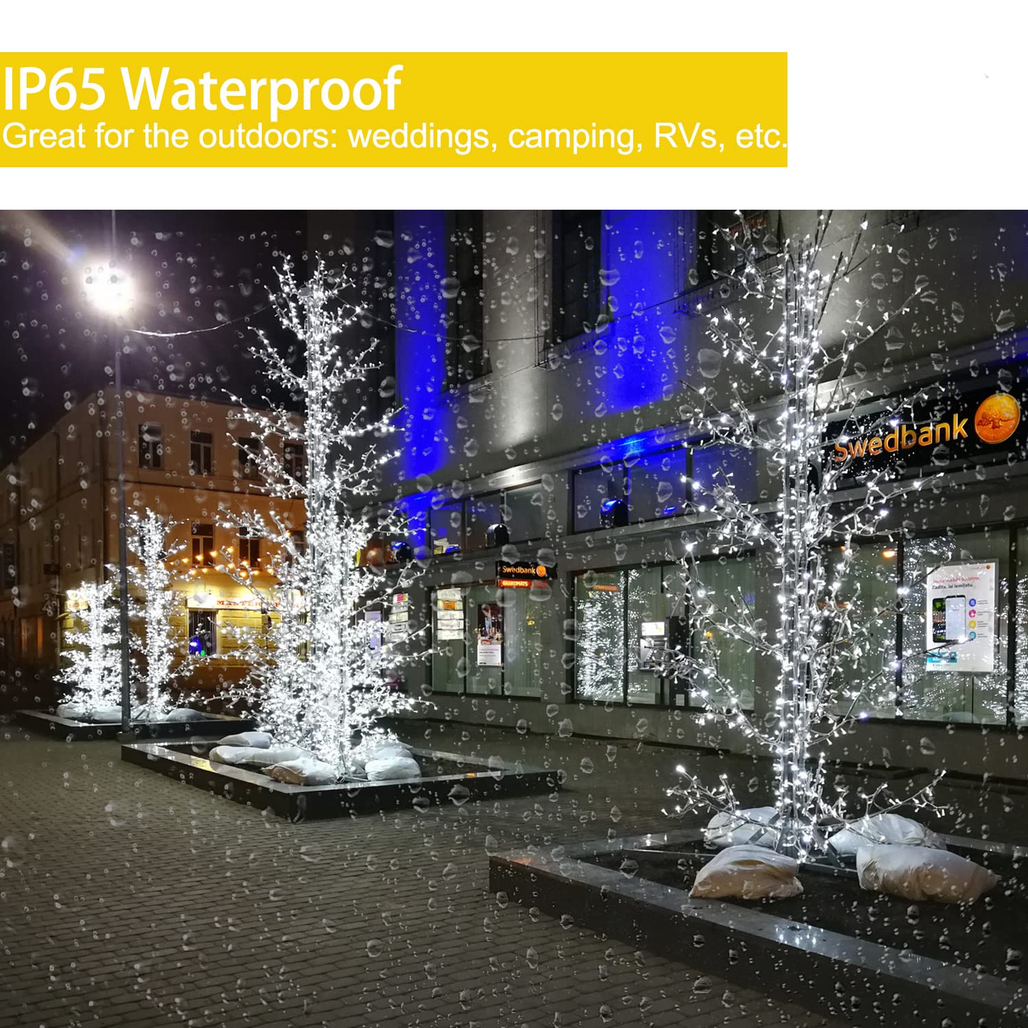 Liopeed 42Ft Battery Operated String Lights, 120 Led Waterproof Fairy Lights, Cool White