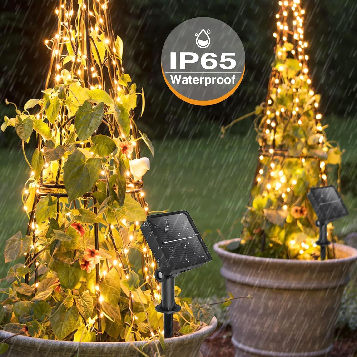 kolpop Solar Fairy Lights, 96FT 240LED, Waterproof Copper Wire, 8 Modes, Warm White, 3 Pack