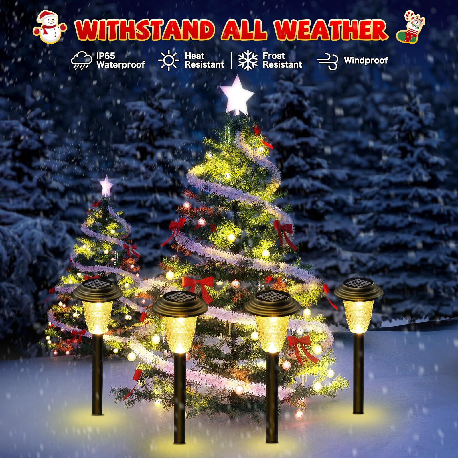 Ensli 8 Pack Solar Pathway Lights - Color Changing & Warm White, Waterproof Garden Lights