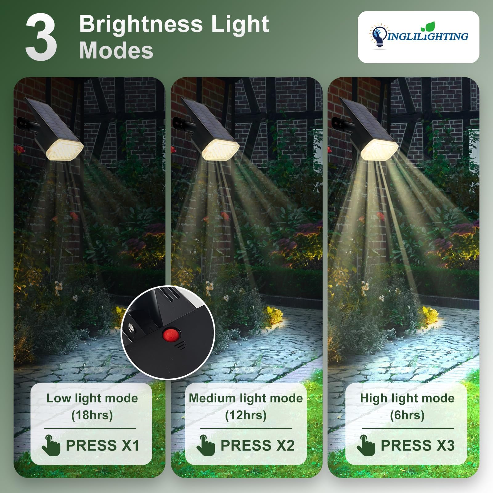 Dinglilighting Waterproof Solar Lights Outdoor: Ip65 Led Spot Light Decorations For Garden - 3 Lighting Modes Solar Powered For Yard - Halloween Christmas Lights Landscape Pathway Patios 4Pc Warm